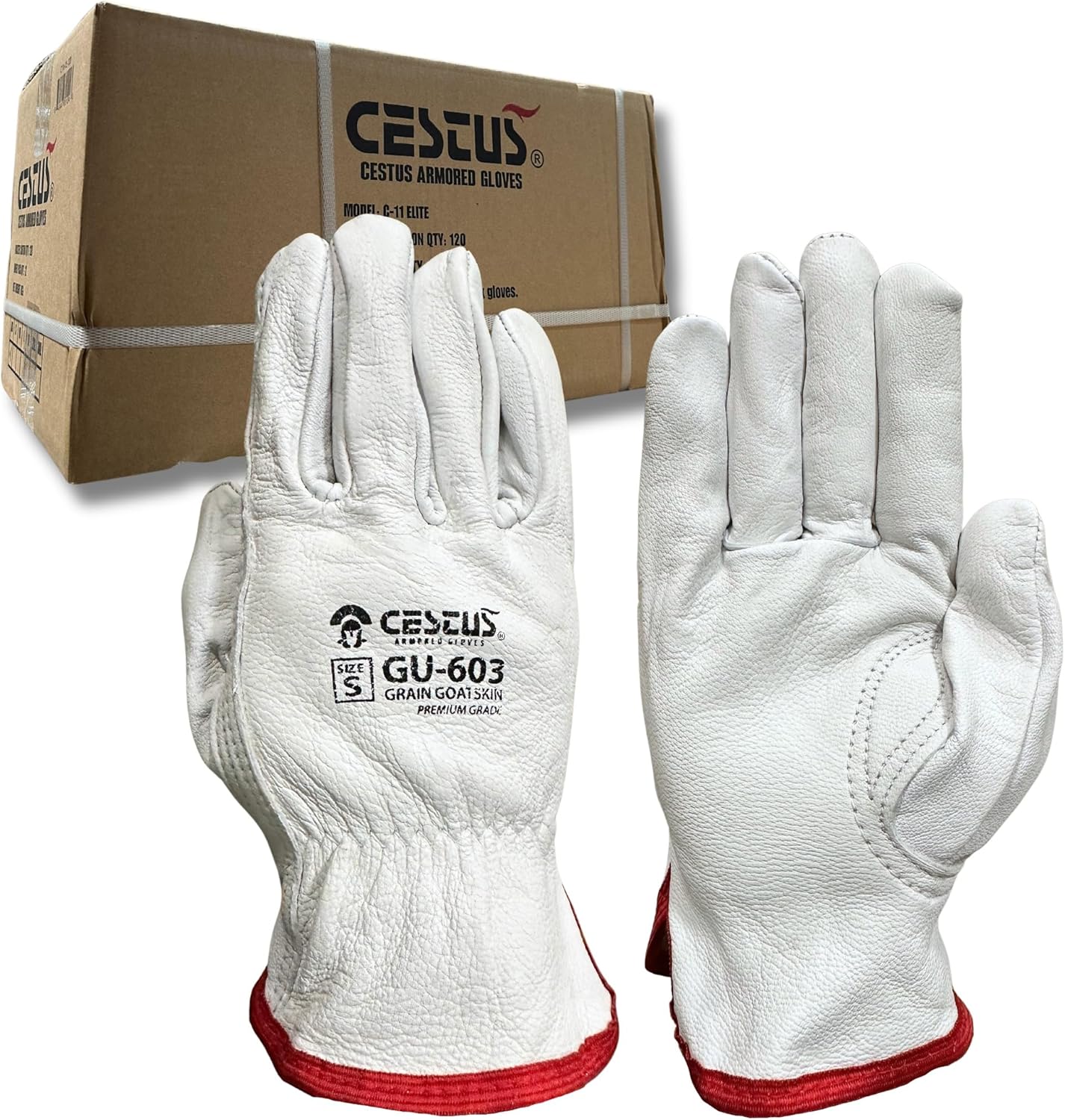 Cestus GU603, Goatskin Leather Work Gloves (1,3,12,120 Pairs)