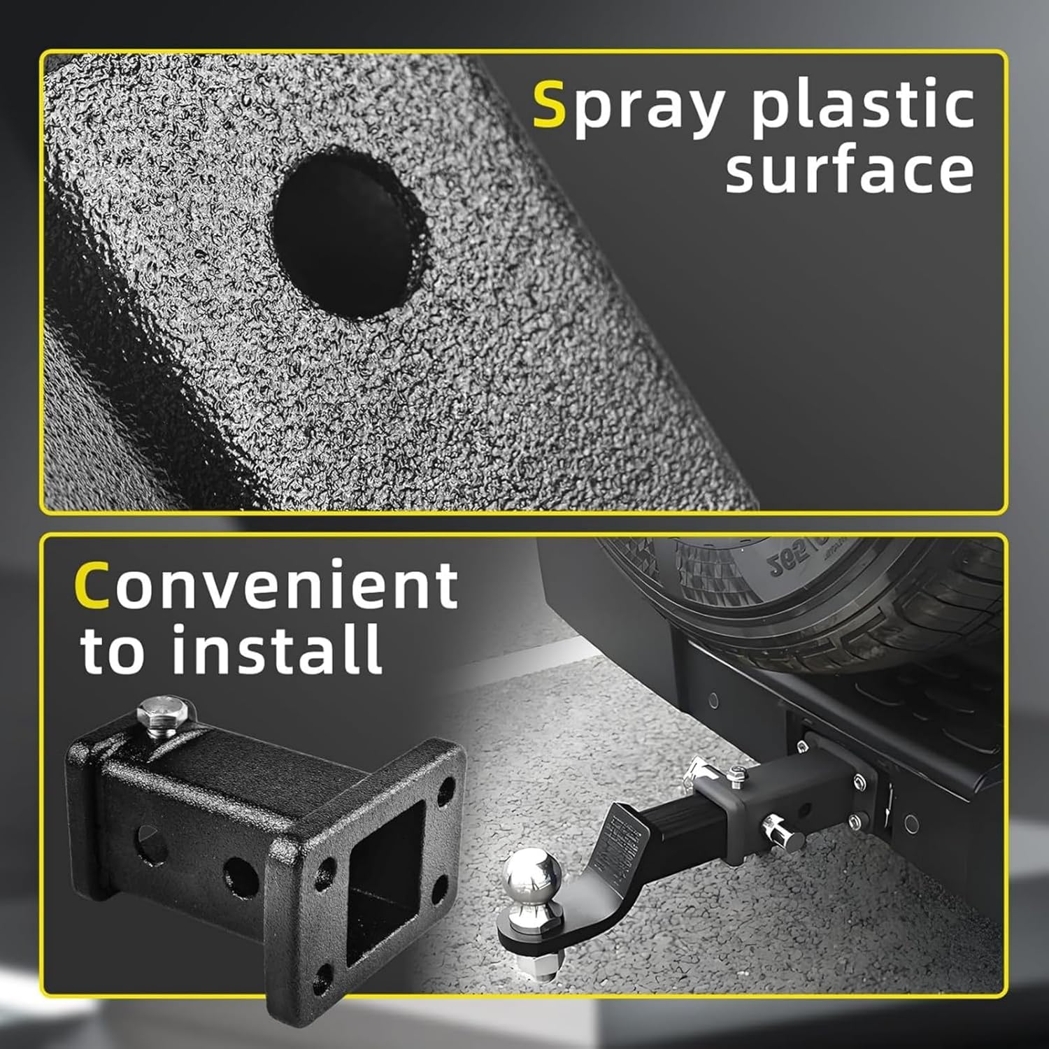 Screw-On Trailer Hitch Coupler Cast Steel Construction 3500kg Towing Capacity for Trucks & SUVs Global Square Receiver Obstacle Clip