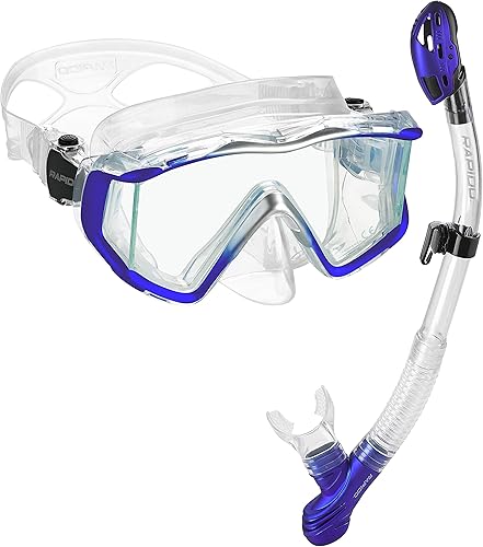Miniatura 1 de Phantom Aquatics Rapido Boutique Collection Clareza - Juego de esnórquel seco de tres ventanas de cristal templado, ideal para máscara de viaje y