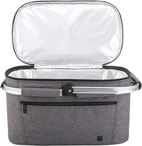 Miniatura 81 de ALLCAMP Cesta de pícnic, 2 cajas de hielo incluidas con enfriador aislado de 32 litros, cesta de picnic plegable gruesa con cestas extraíbles y