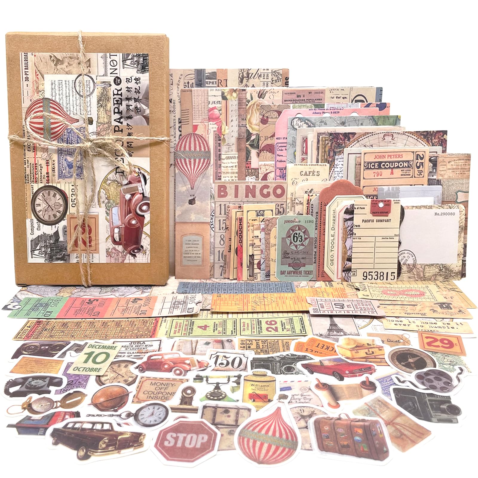 Zestaw do scrapbookingu w stylu vintage, 200 szt., papier do decoupage, naklejki na dzienniki, planery i rękodzieło, estetyczne materiały kolażowe, podróż