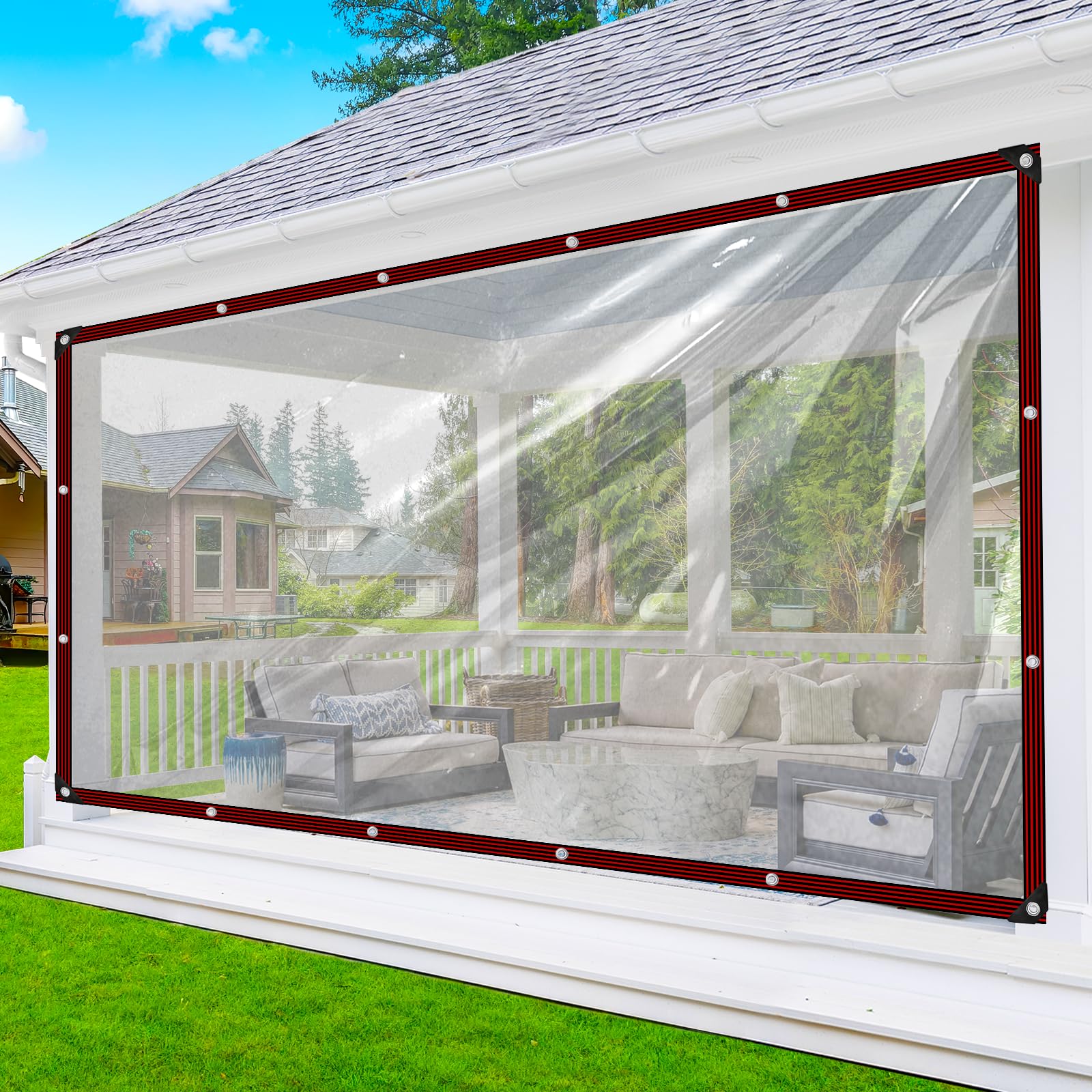 Plane-Durchsichtig für Außenbereich 1X2m,Transparente Plane Mit öSen,Regenschutz Plane,Wasserdicht Durchsichtig Plane für Terrasse Hühnerstall,Transparent Abdeckplane