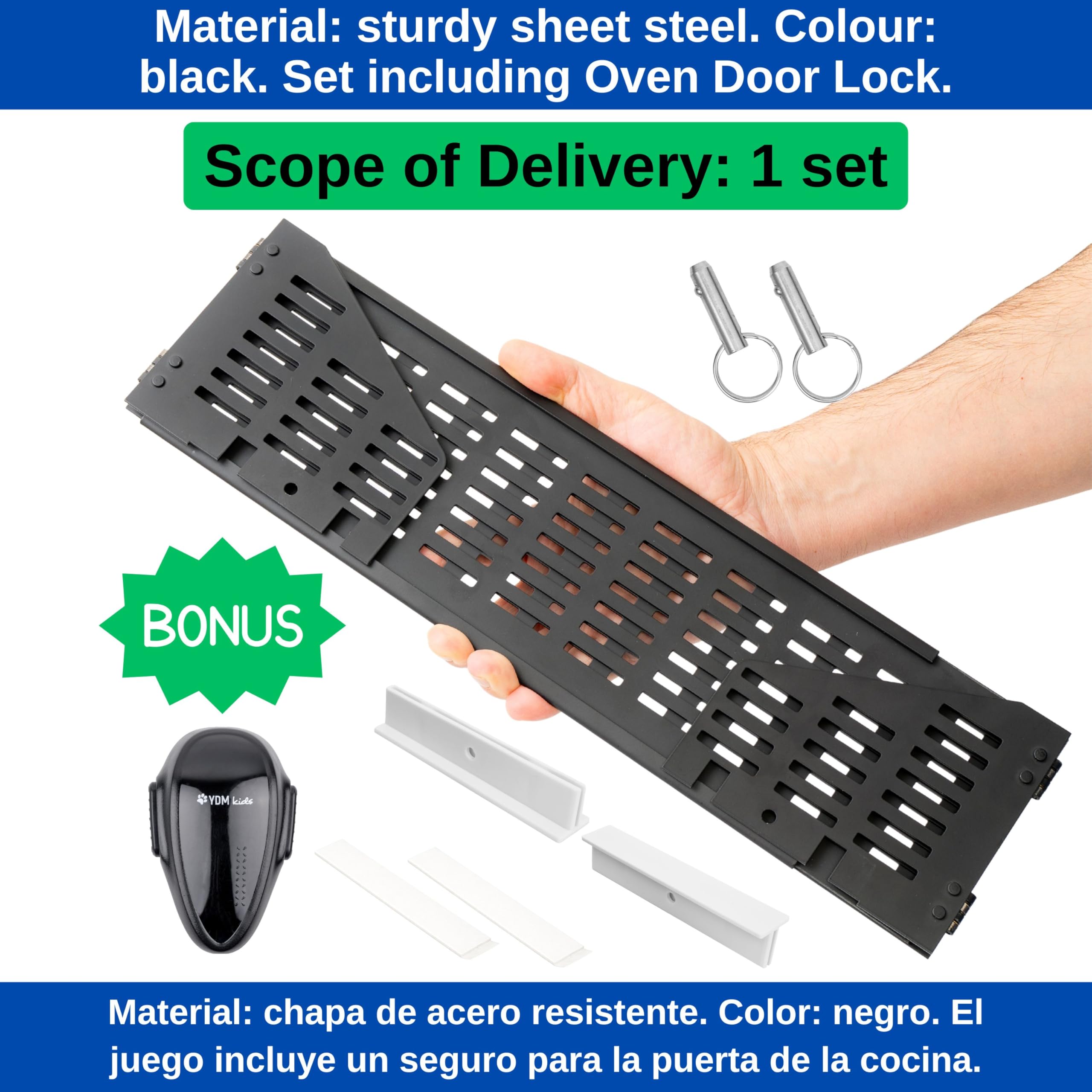 Grille de protection cuisinière sécurité enfant extensible 45-70 cm noir avec porte four bébé ailes latérales charnières
