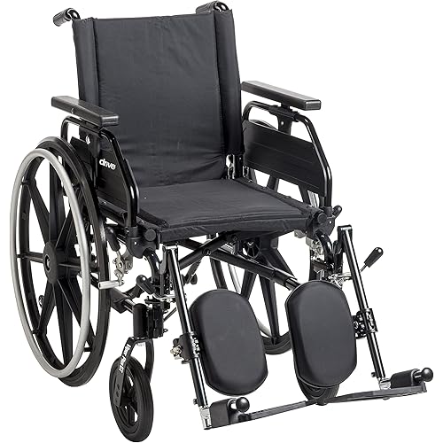 Drive Medical Viper Plus Gt Wheelchair with Universal Armrests, Elevating Legrests, 22" Seat, Deep Green Frame, Black Upholstery