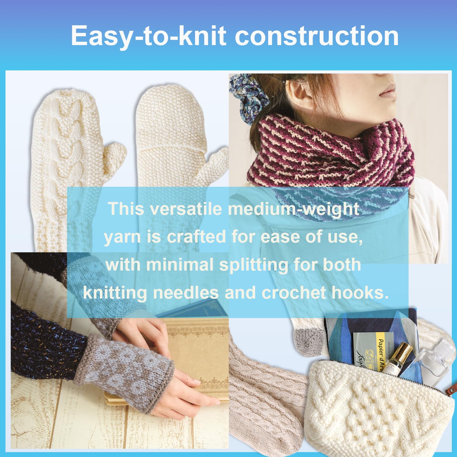 Hamanaka Amerry Garn, 5 Knäuel, mittelschwer, Kammgarn, 70 % neuseeländische Merinowolle, 30 % Acryl-Mischung, weiches und leicht zu strickendes Garn zum Stricken und Häkeln, hergestellt in Japan (Col