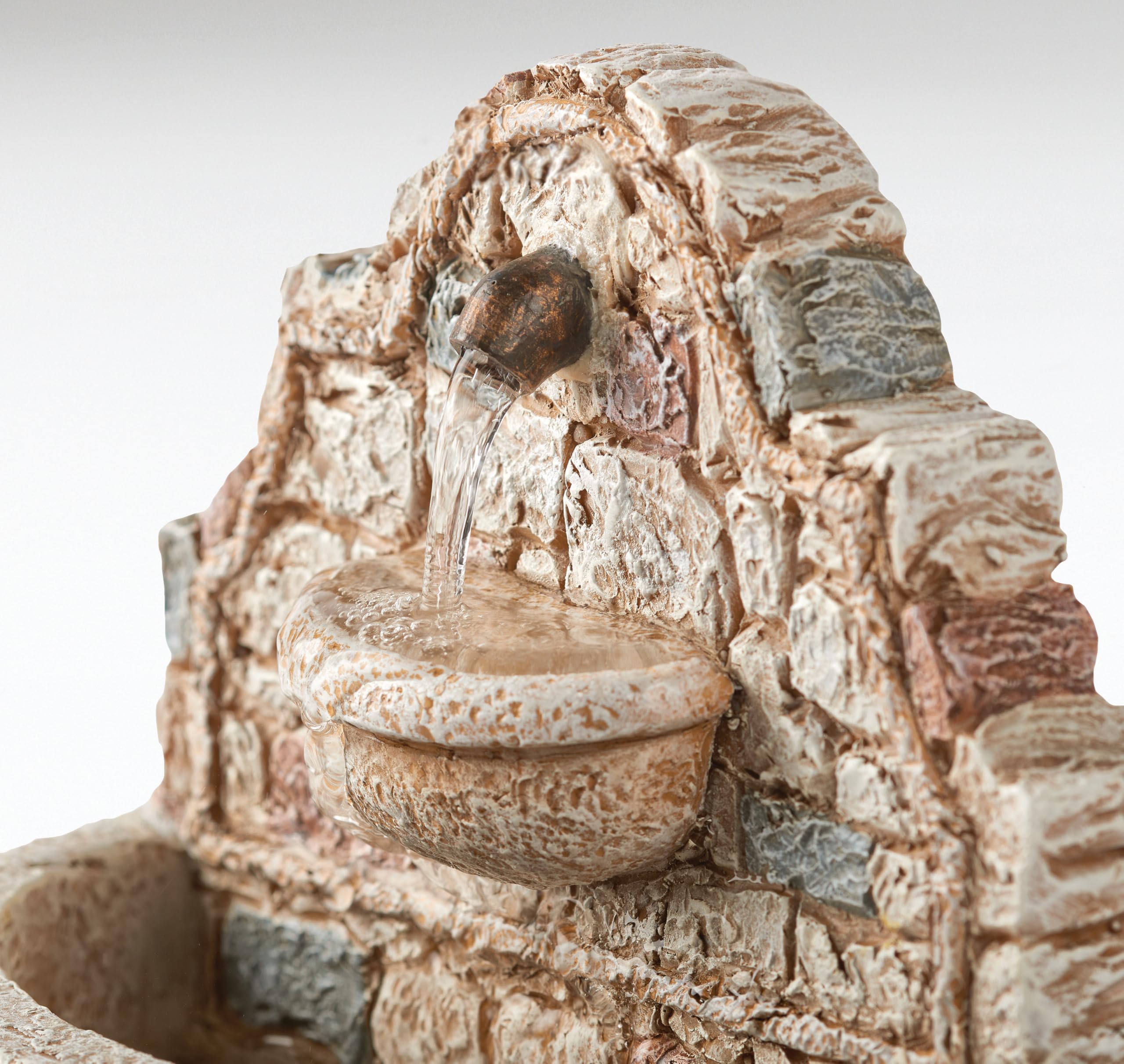 Fontanini By Roman, Fontaine murale de 17,1 cm de haut, avec pompe à eau, accessoires de village de la Nativité
