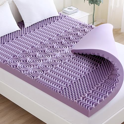 MUXHOMO Cubrecolchón de 7 zonas, tamaño Queen, 2 pulgadas, con infusión de gel refrescante, colchón de espuma con caja de huevos, certificado