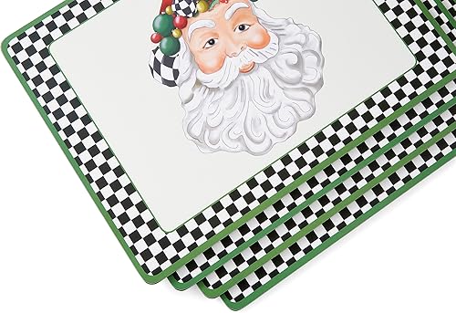Miniatura 4 de Pimpernel Manteles individuales navideños en blanco y negro, juego de 4, alfombrillas resistentes al calor, tablero con respaldo de corcho, juego de
