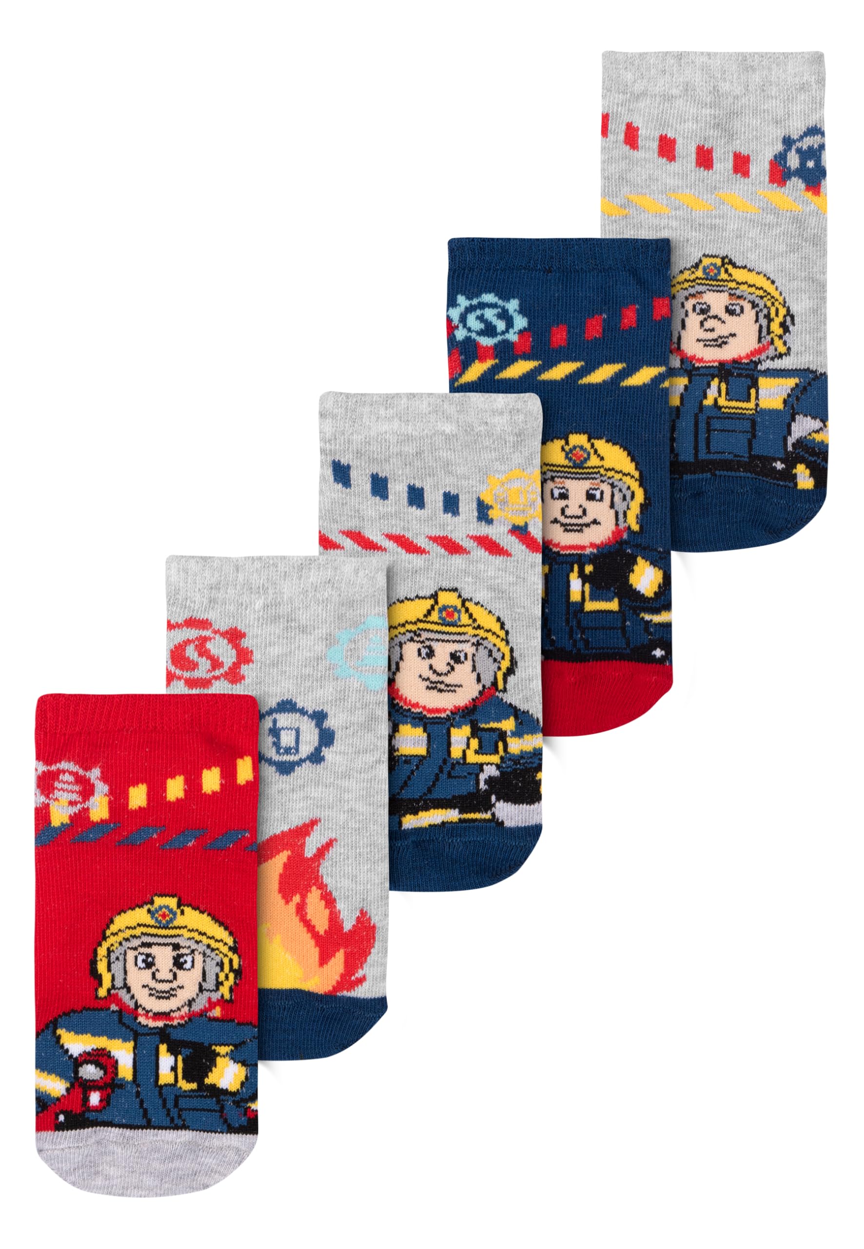 United Labels Fireman Sam socks for boys - children's sneaker socks (pack of 5) (DE/NL/SE/PL, numeric, 27, 30, regular, multicoloured)