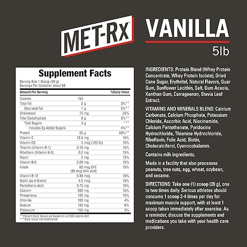 Miniatura 4 de MET-Rx Proteína natural de suero en polvo proteína de chocolate en polvo 5 libras