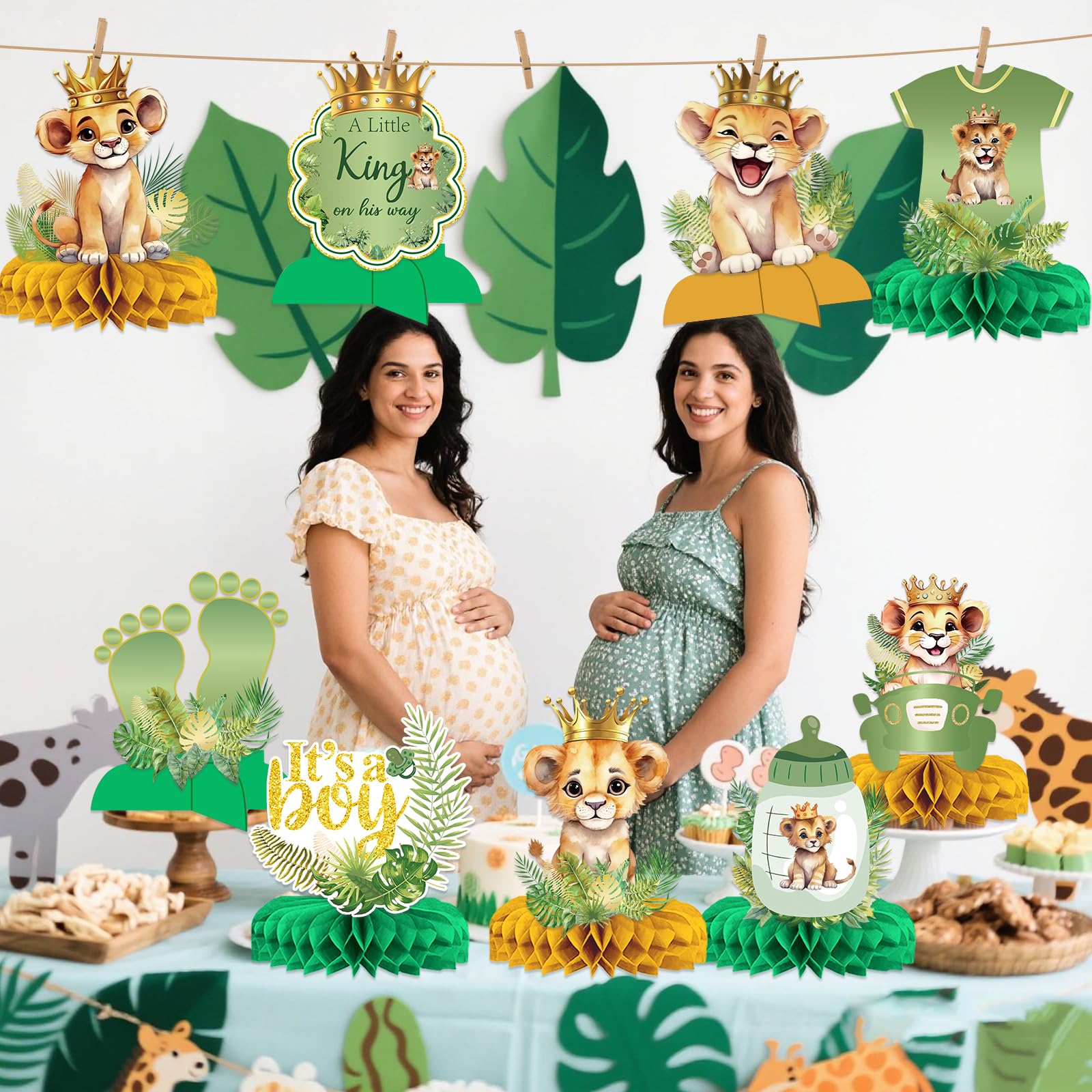 9 decorazioni per baby shower a tema Re Leone – A Little King Is On His Way Baby Shower Safari centrotavola per tavoli Re Leone Decorazioni rivelano genere