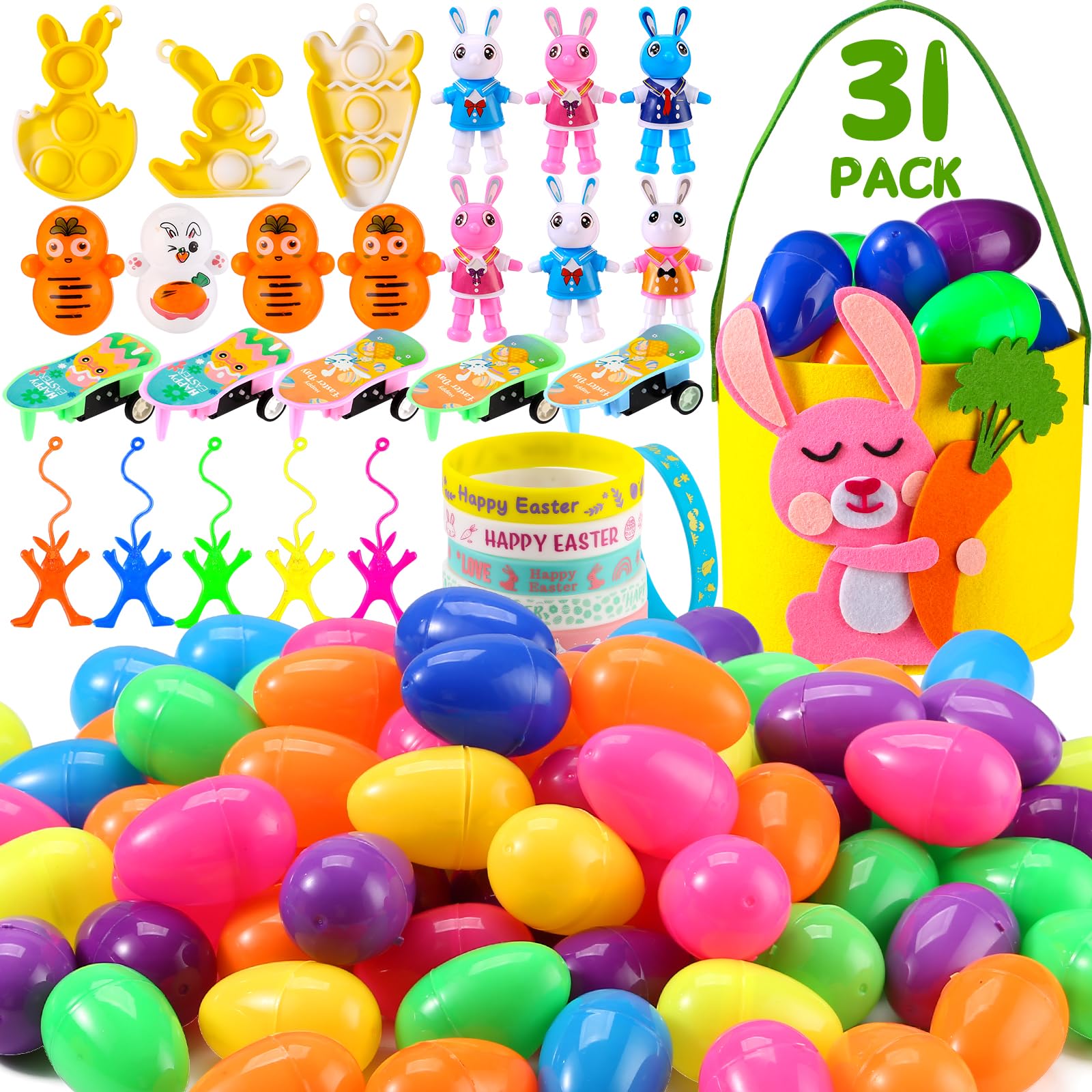 Prefilled Easter Eggs31Packs Easter Baskets Stuffers for Kids,Easter