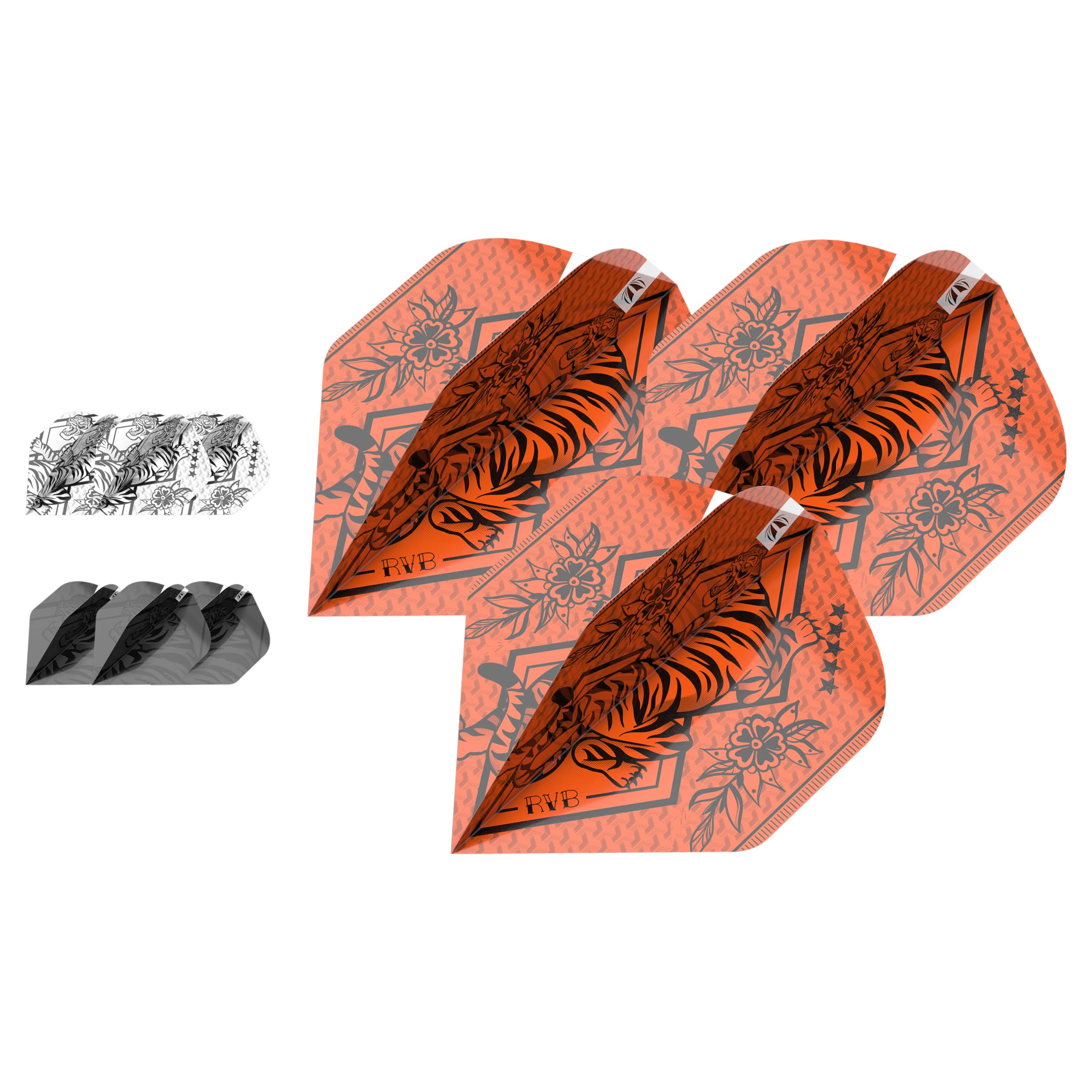 Target Darts Raymond Van Barneveld Ink Design No.2 Dart Flights - 3 Set Pack (9 in total), Orange, White and Black