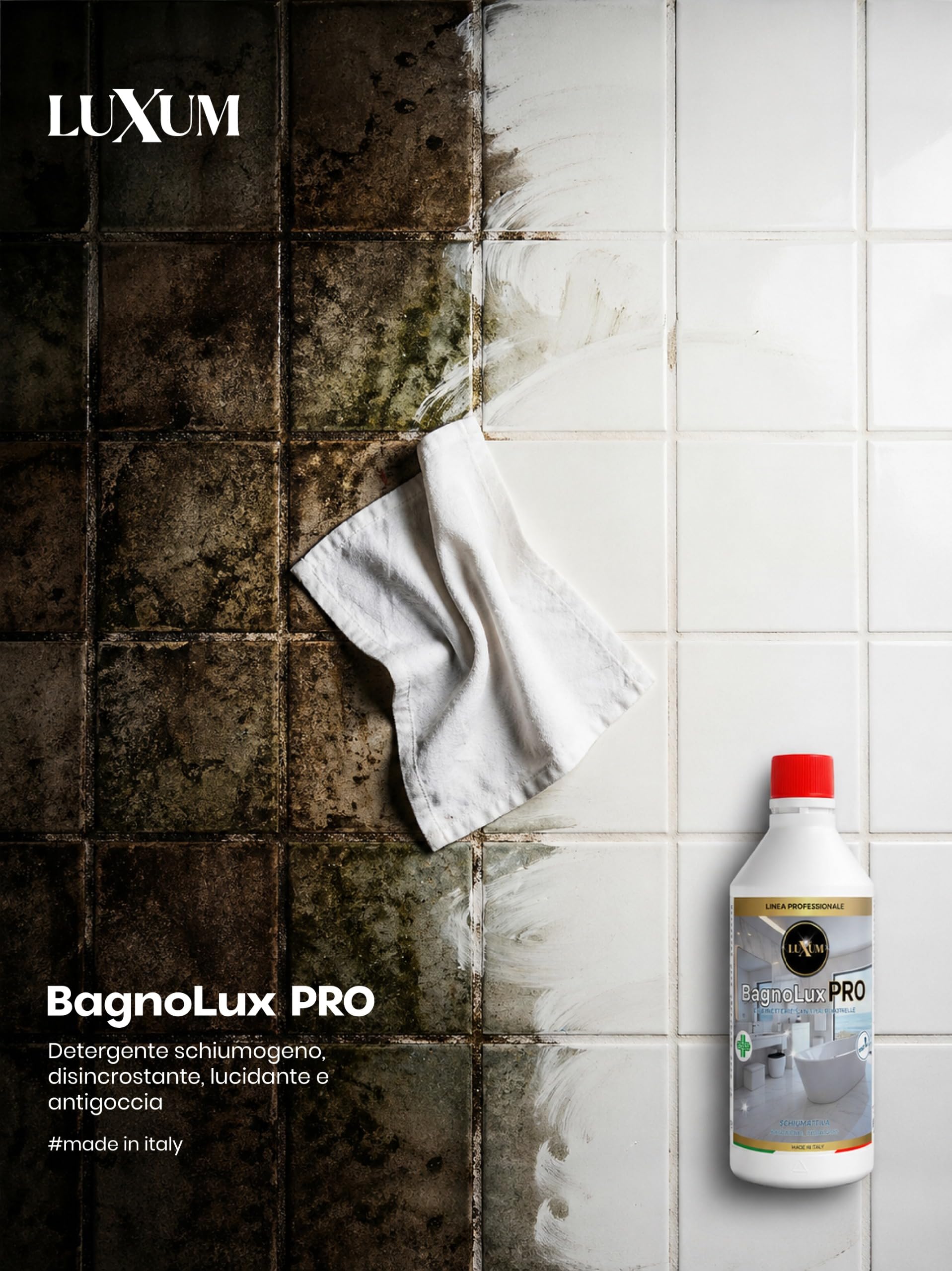 Bagnolux - PRO Detergente schiumogeno, disincrostante, lucidante e antigoccia HACCP – 2 ×750 ml
