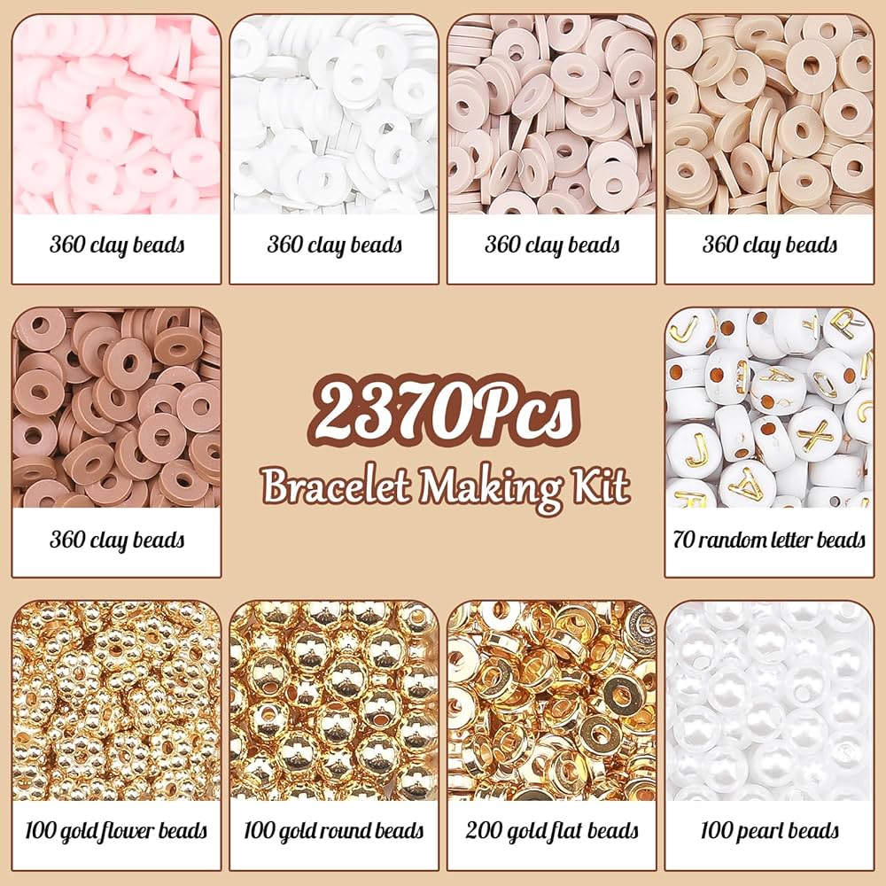 Amazon.com: LUDUKOO Clay Bead Bracelet Kit, 2370Pcs Flat Amazon.com: LUDUKOO Clay Bead Bracelet Kit, 2370Pcs Flat