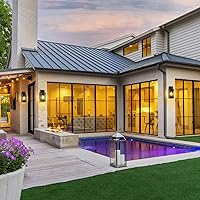 Vista 5 de Paquete de 2 lámparas de pared para exteriores, faroles impermeables y modernos, dispositivos de iluminación para porche, con casquillo E26 y bronce