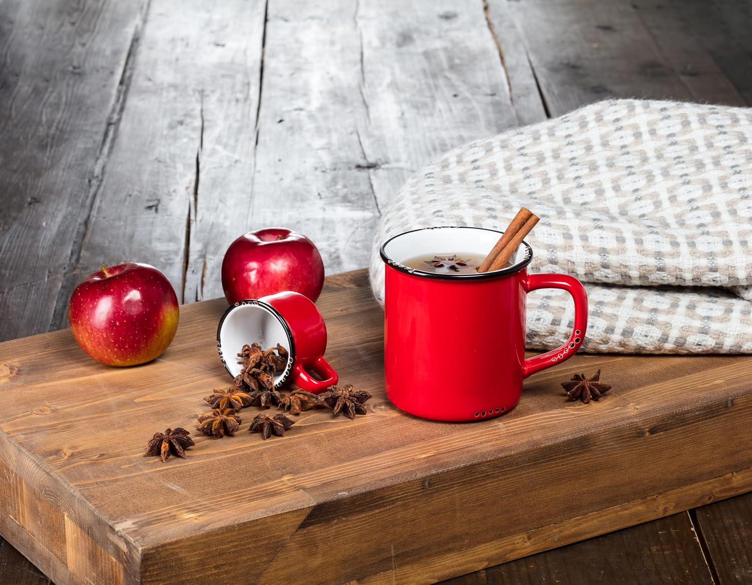 Abbott Collection Enamel Look Espresso Mug - Stoneware, Red, 2"H (3oz)