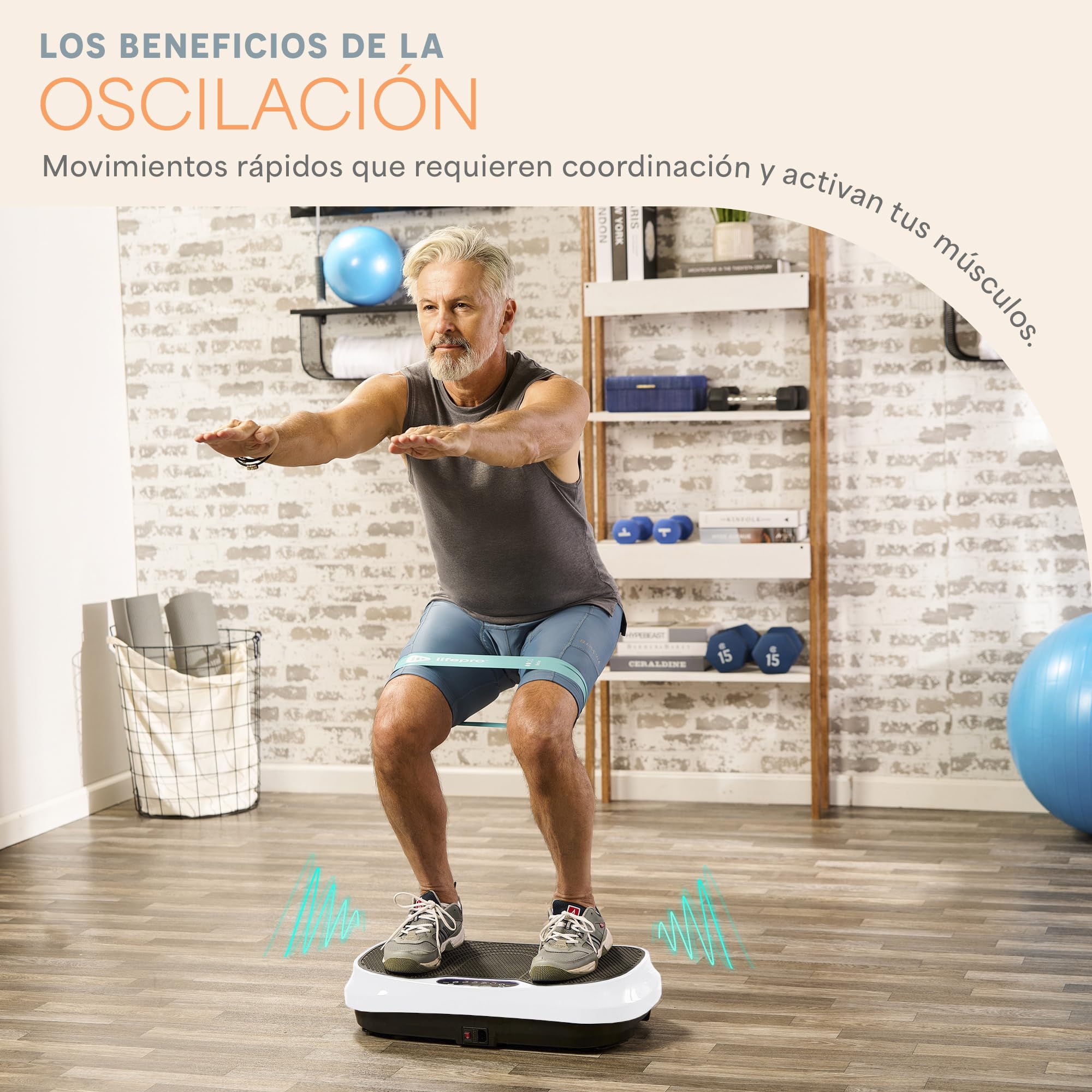 LifePro Waver Mini Plataforma Vibratoria con Control Remoto y Bandas – Plataforma Vibratoria de Cuerpo Completo para Drenaje Linfático y Tonificación, 99 Velocidades, 10 Programas