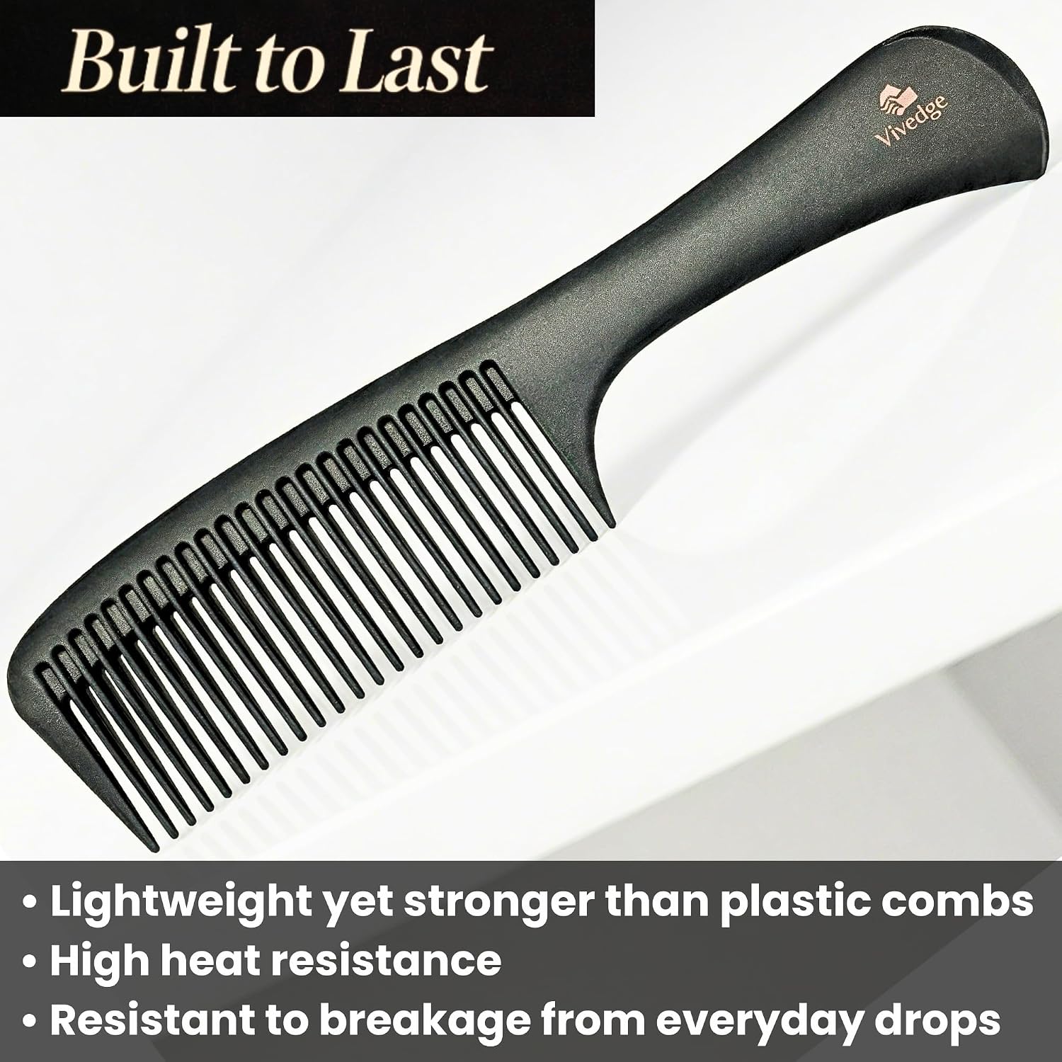 Carbon Fiber Styling Comb, Anti Static Hair Comb for Men & Women, Detangling & Frizz Control, Heat Resistant Comb for Straight, Curly, Thick & Wavy Hair