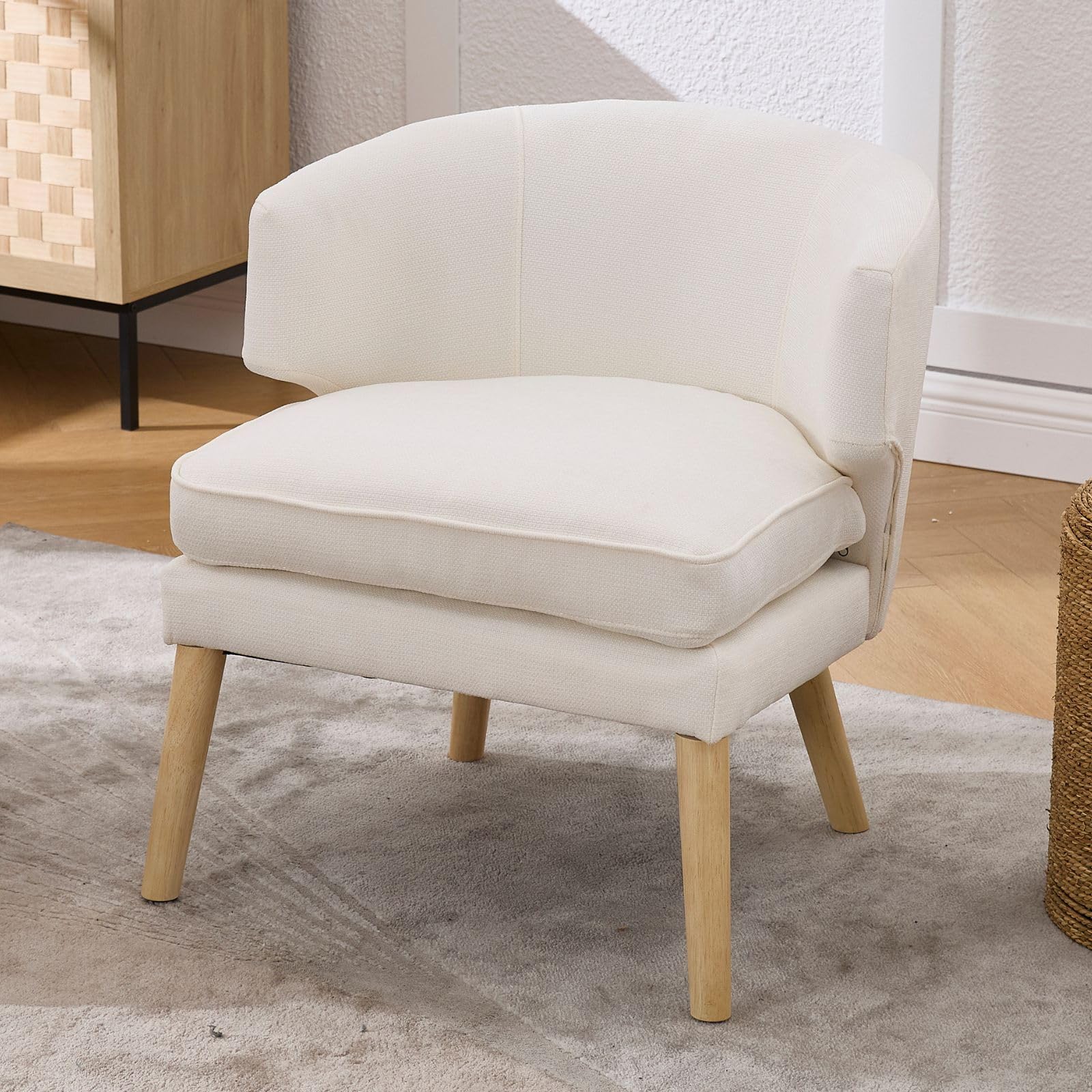chairus Accent Chair Upholstered Lounge Armchair for Living Room Chenille Occasional Tub Chair with Wooden Legs (Beige)