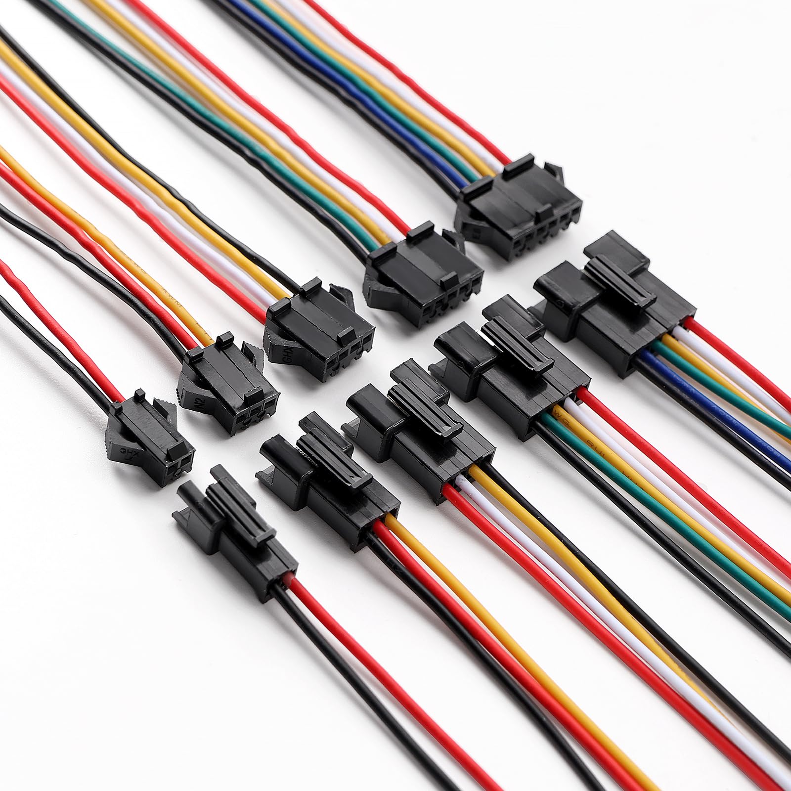 YIXISI 280 Sztuk 2.5mm Rastrze 2/3/4/5/6-Pinowych Zestaw Złączy JST-SM, Zestaw Złączy JST SM Żeńskich i Męskich, z Pojedyncza Głowica Przewodem Kablowym Wstępnie Zaciśniętym 22 AWG
