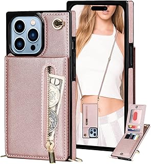 Ephoou Crossbody Wallet Case for iPhone 13 Pro Max with Card Holder, Purse Cover Removable Cross Body Strap for iPhone 13 ...