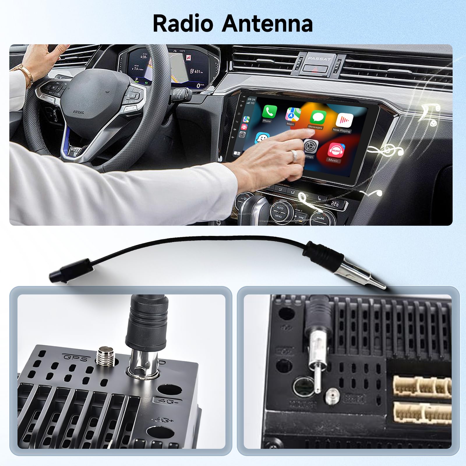 52 Pin Adattatore Cavo Connettore ISO Convertitore Autoradio per VW Golf Passat Tiguan Polo Touran Skoda Seat con Linee di Controllo del Volante e Antenna Radio, Standard Adattatore ISO Cavo 52 Poli