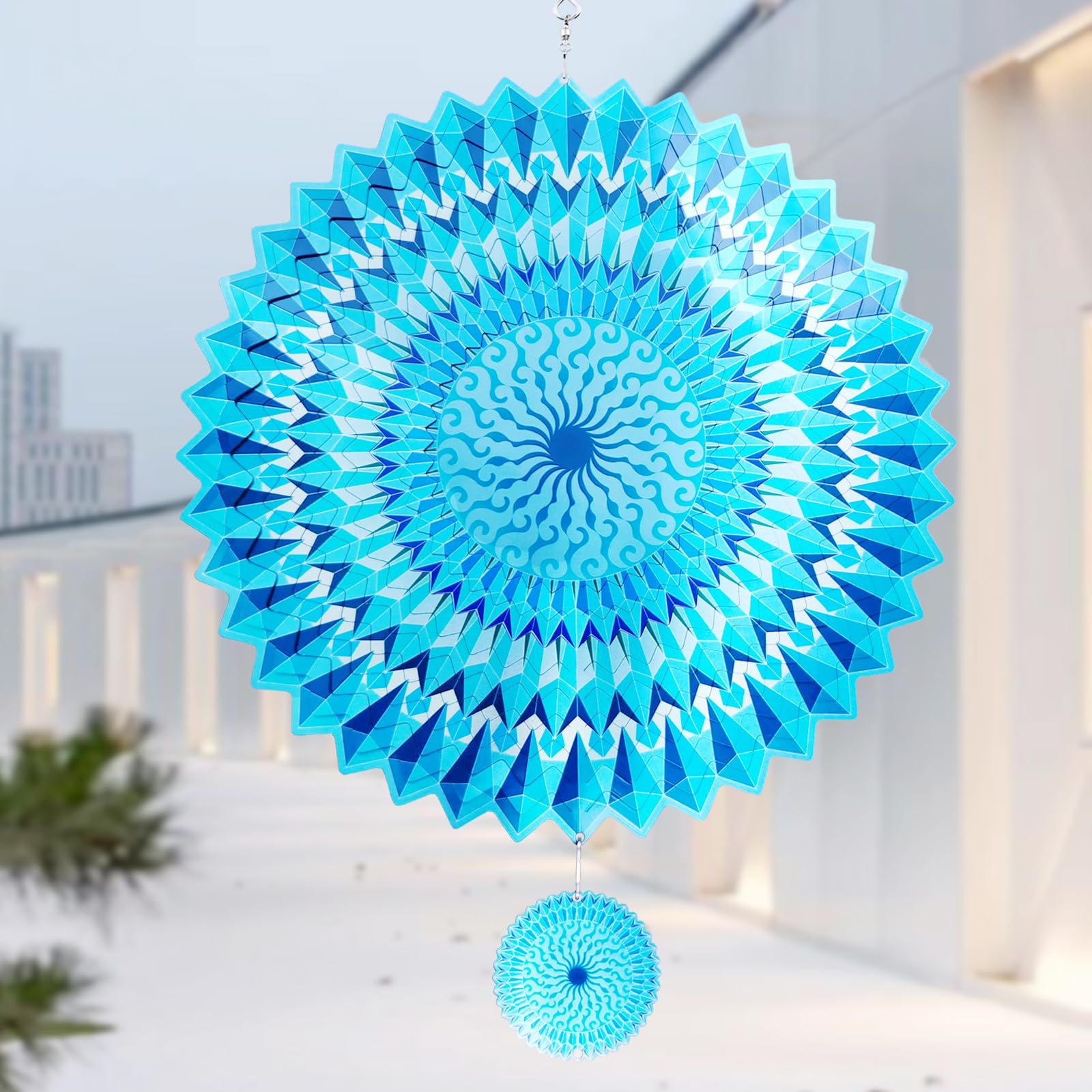 Metamutu 12 Inch Puffer Nest Hanging Wind Spinner for Yard and Garden 3D Metal Wind Chimes Outdoor Decor Stainless Steel Wind Sculptures Yard Art Patio Decor