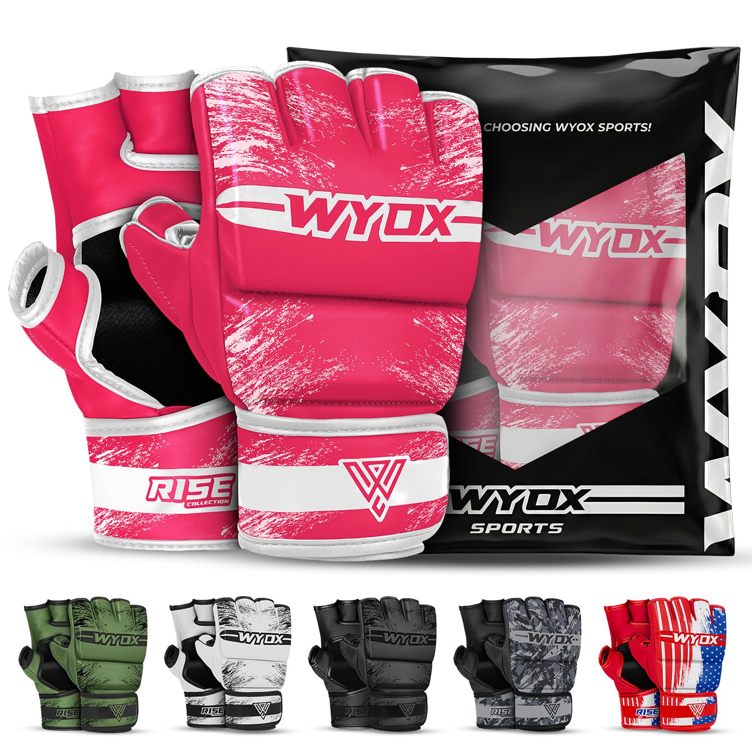 WYOX MMA Gloves for Men &amp; Women – Open Palm MMA Sparring Gloves with Multi-Layer Knuckle &amp; Thumb Padding, Wrist Support, Fingerless Punching Bag Gloves for Grappling, Kickboxing, Muay Thai &amp; Training