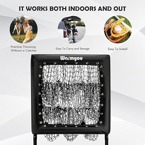 Miniatura 5 de Sports Pitching Net with Strike Zone BaseballSoftball Net Best Hitting Nets Target Portable 9-Hole Pitching Aid Adjustable Height Training Equipment