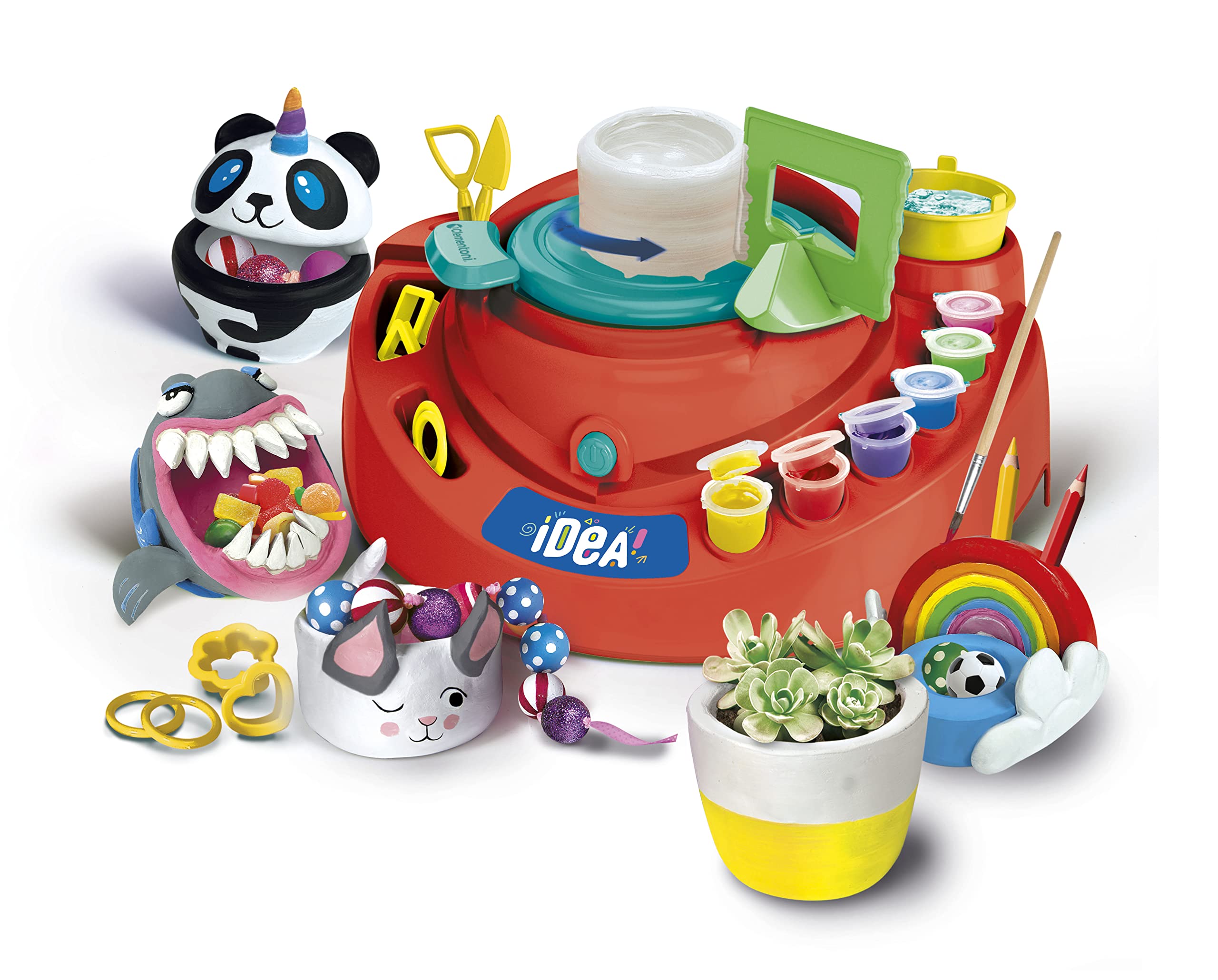 Clementoni Idea - Atelier della Ceramica, Gioco d'Arte per Bambini 7+ Anni, Set Creativo con Tornio Elettrico, Argilla e Accessori per Modellare Tante Creazioni, Made in Italy, Lingua Italiana, 18693