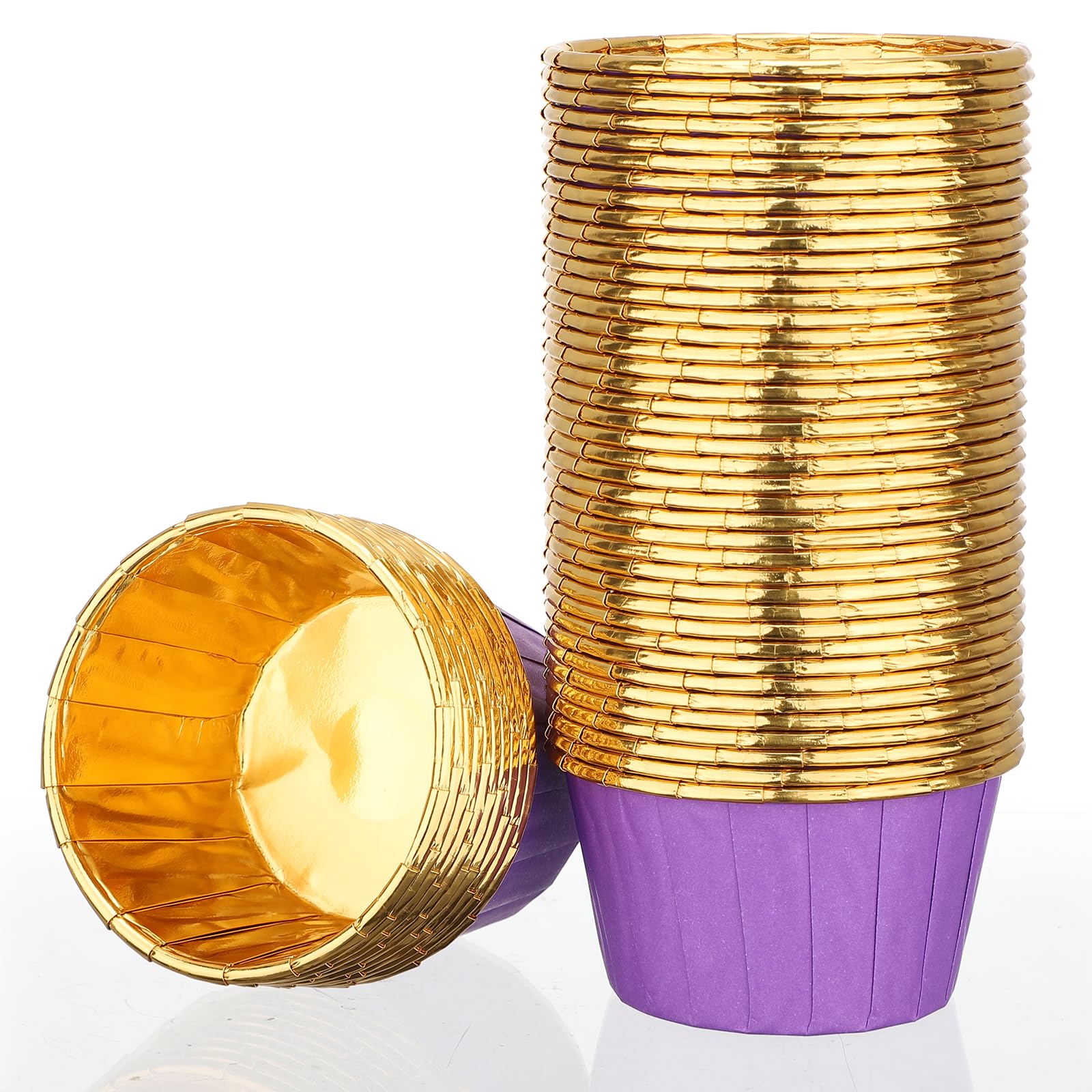 EUSOAR Purple Cupcake Liners, 50pcs 3.5oz Aluminum Baking Cups for Cupcake