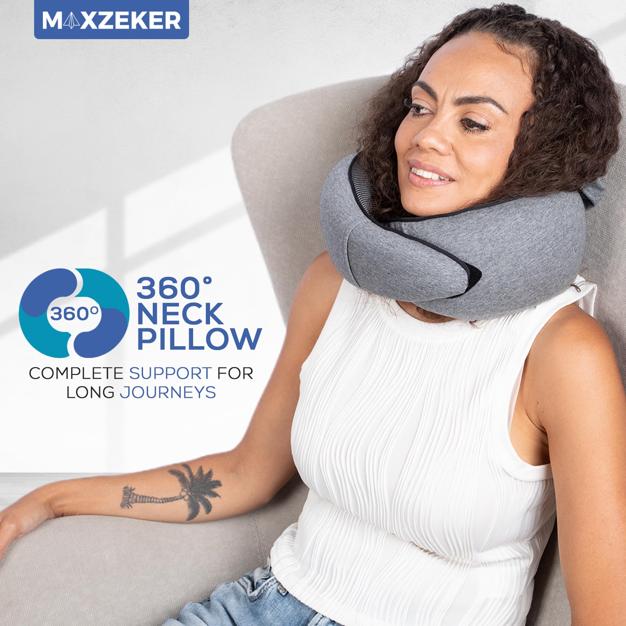 Almohada de avión para un vuelo largo – Almohada de viaje de espuma viscoelástica. Funda lavable, cómoda y transpirable. Bolsa de transporte. Almohadas de cuello de viaje para aviones, lo 2