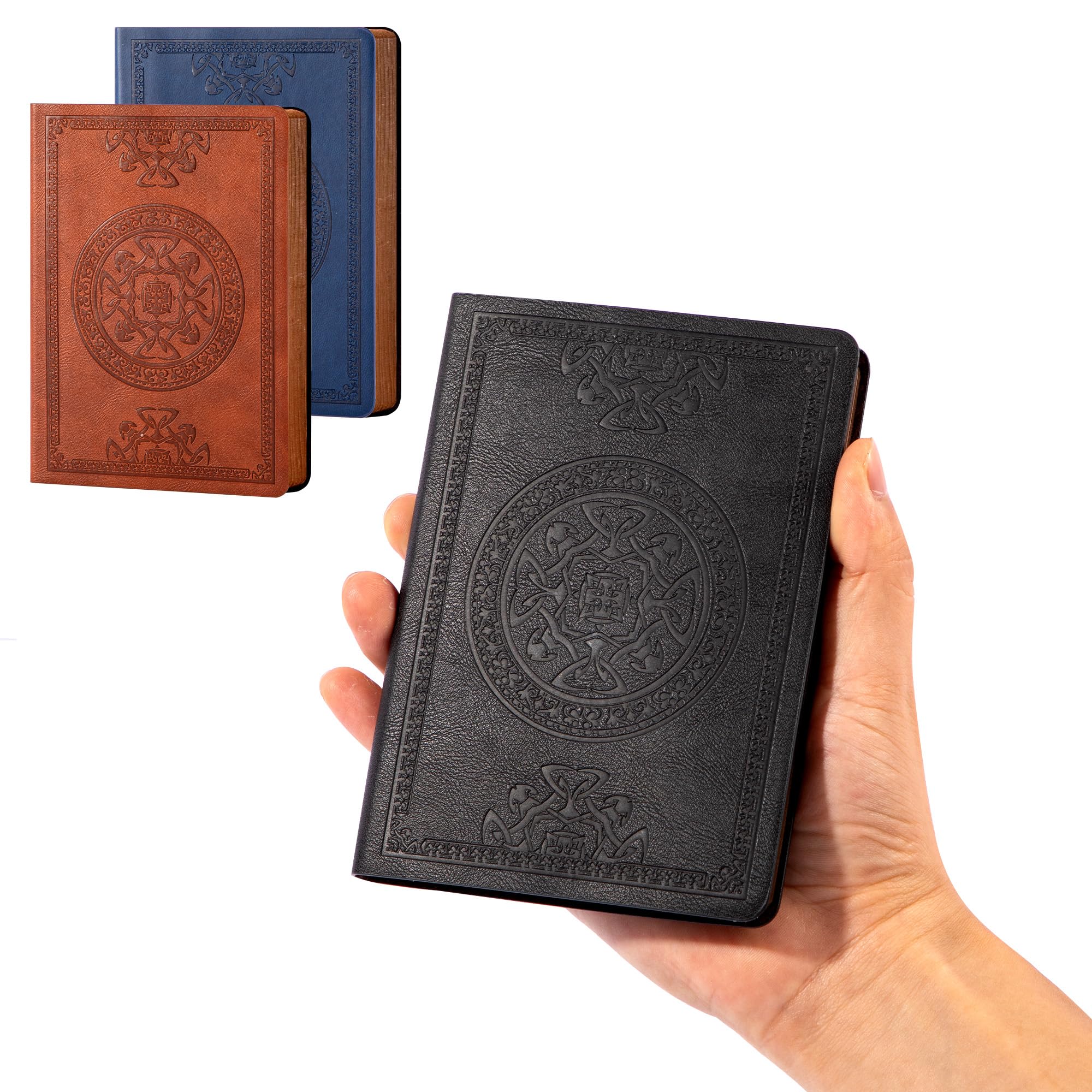 CAGIE Small Journal Notebook for Men Pocket Leather Notebooks, A6, 3 Pack