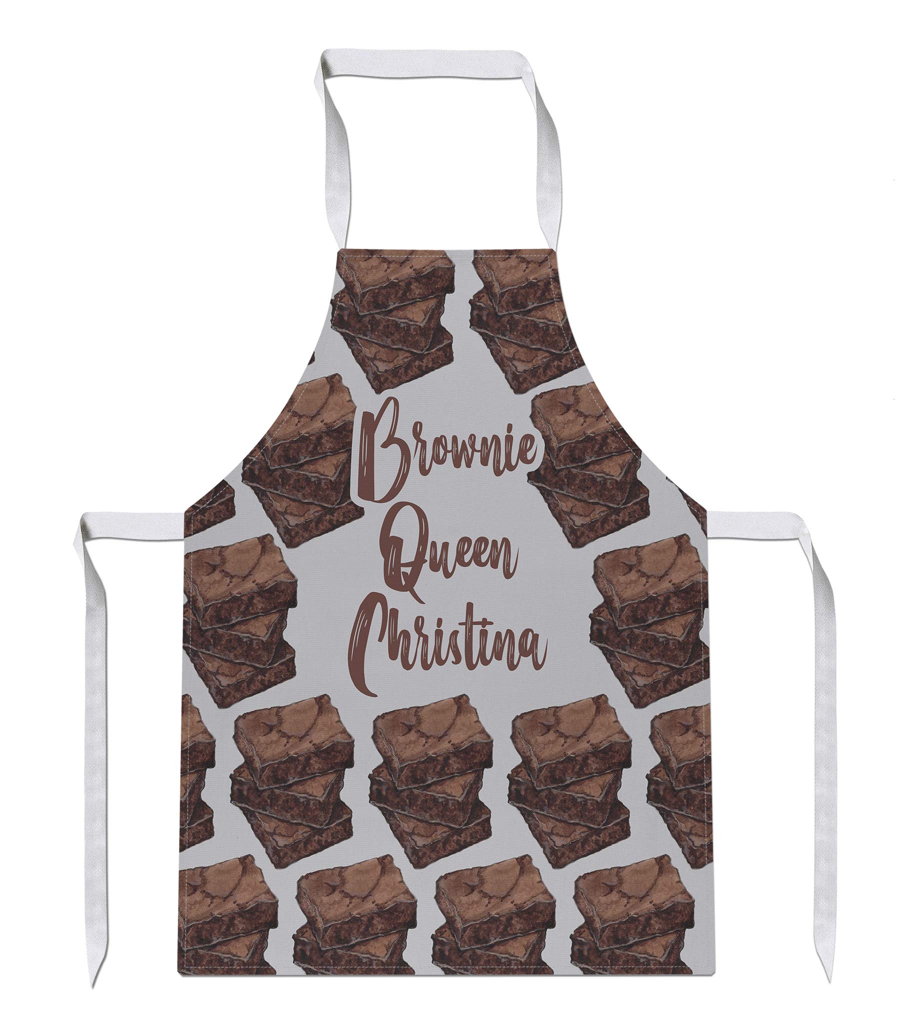 Purple Print House Womens Personalised Brownie Queen Apron - Personalised Baking Gifts For Her - Blondie Brownie Cook, One Size, White