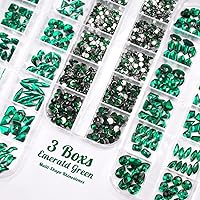 Vista 105 de 4 Boxes Emerald Green Rhinestones Glitters 24 Shapes K9 Glass Gems Stones Flatback Round Diamonds Crystals Nail Art Charms Supplies for Nails Faces