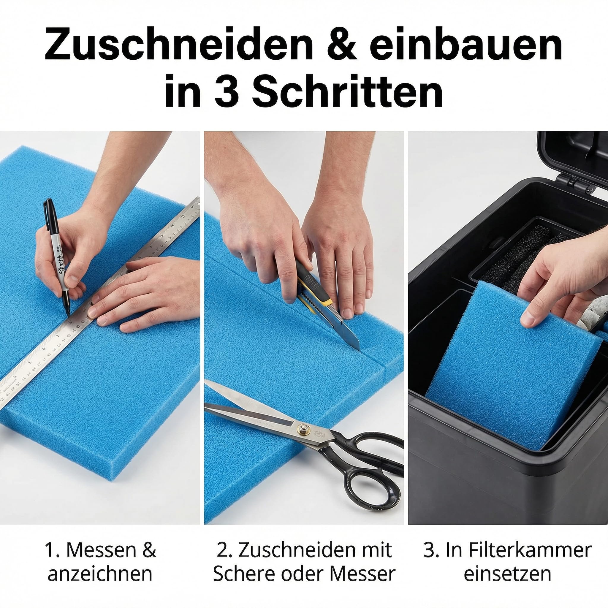 Pondlife Filterschaum blau 100x100x5 cm PPI 30 fein, Filtermatte Teich und Aquarium, zuschneidbar, zur optimalen Verwendung als Filtermedium in Teichfiltern