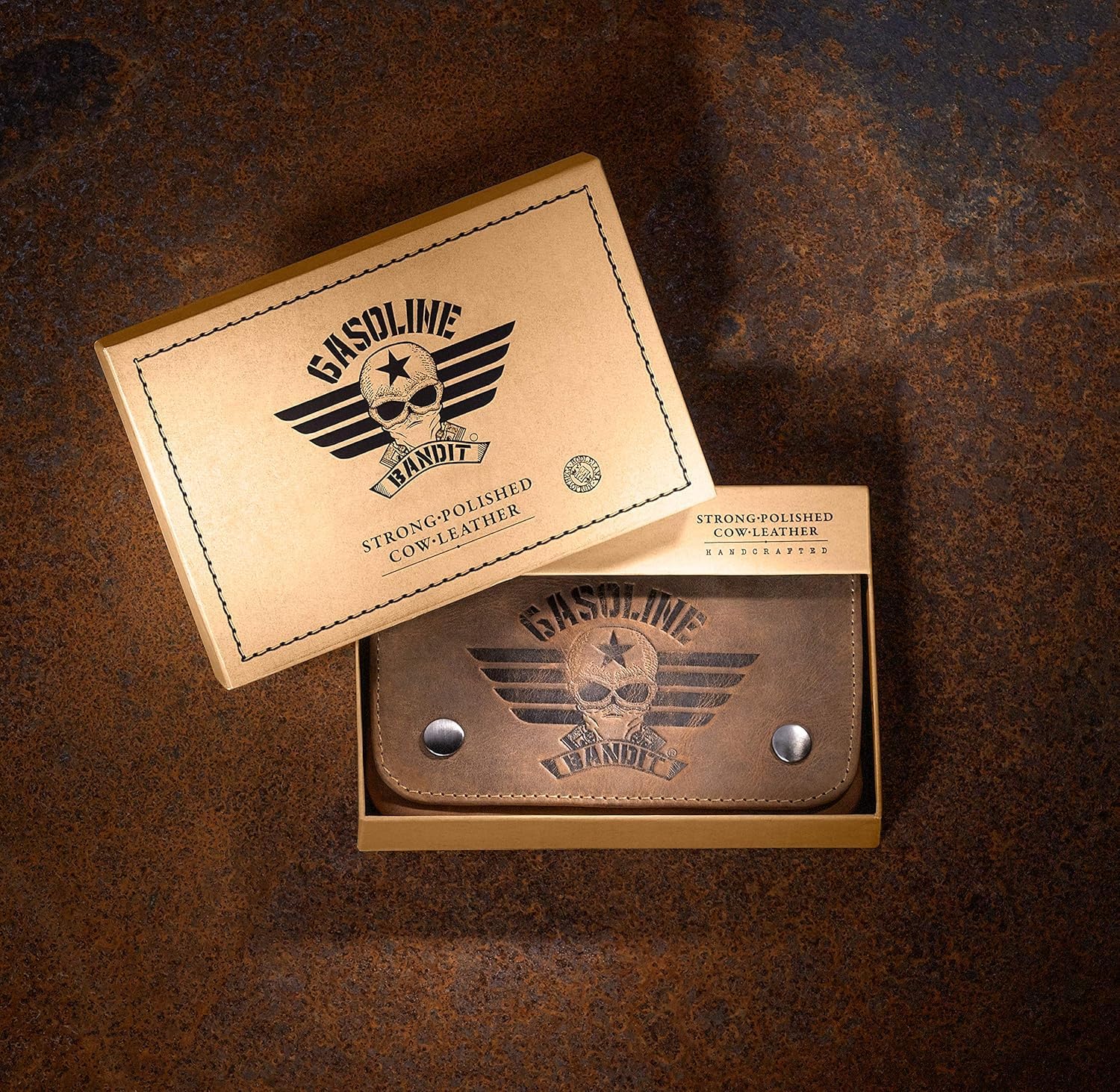Gasoline Bandit Portatabacco in Vera Pelle Marrone Stile Vintage