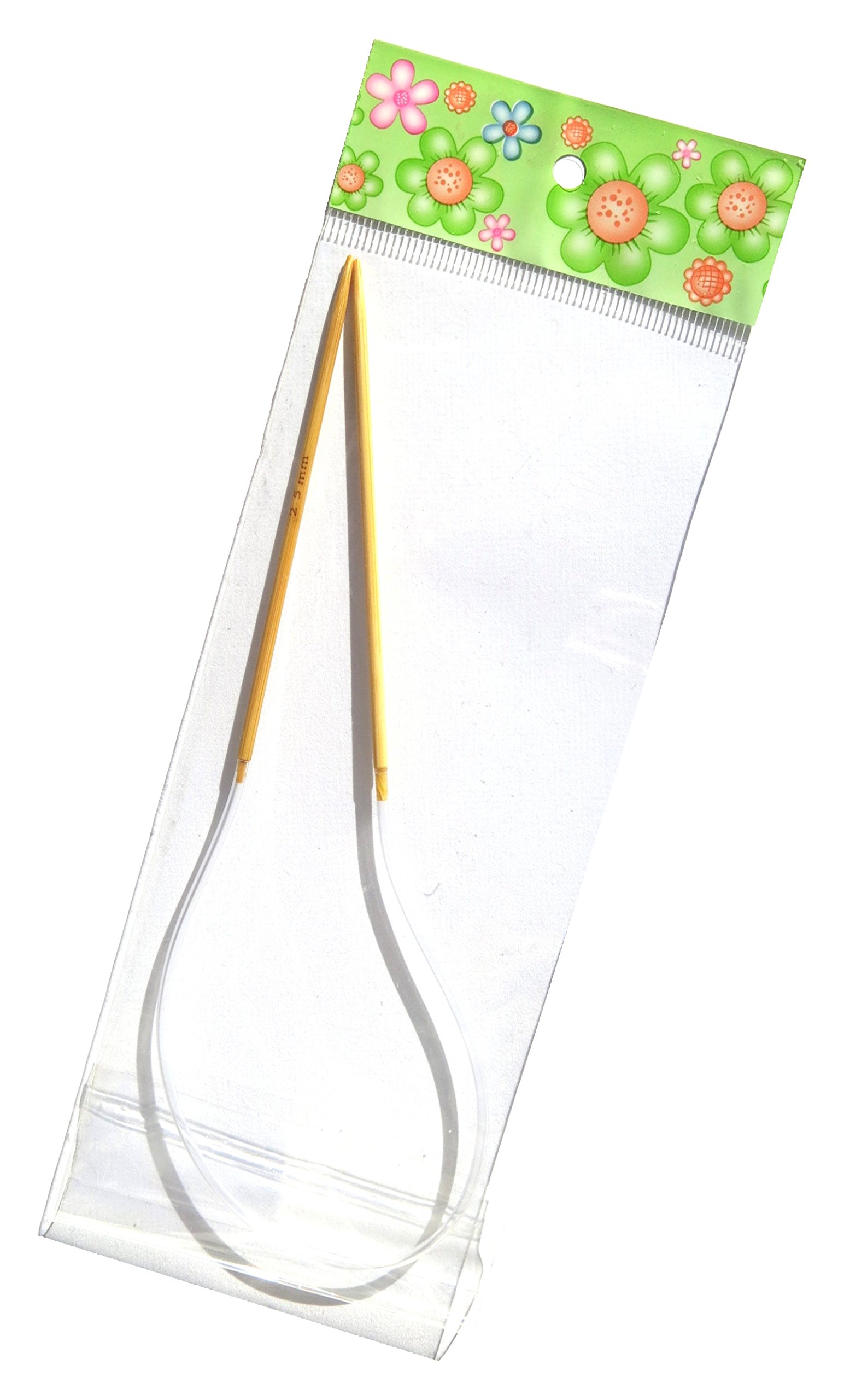 Adf Tm Natural One Pair 16'' (40Cm) X 2.5Mm Circular Bamboo Knitting Needles