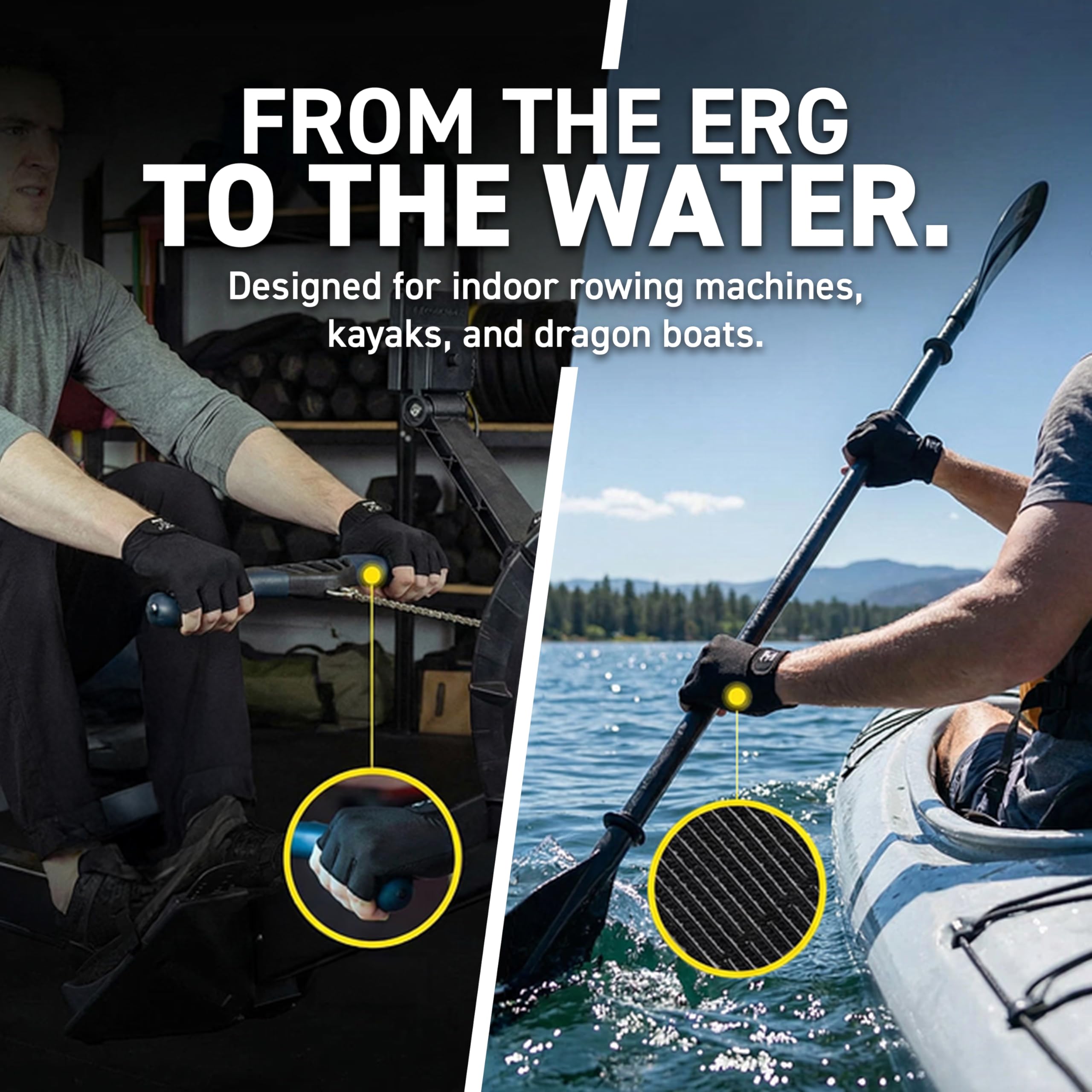 Hornet Watersports Guantes de Remo Ideales para Remo en Interiores, Sculling, Kayak, Sup, Canoa Outrigger Canoa, Dragon Boat y Otros Deportes acuáticos