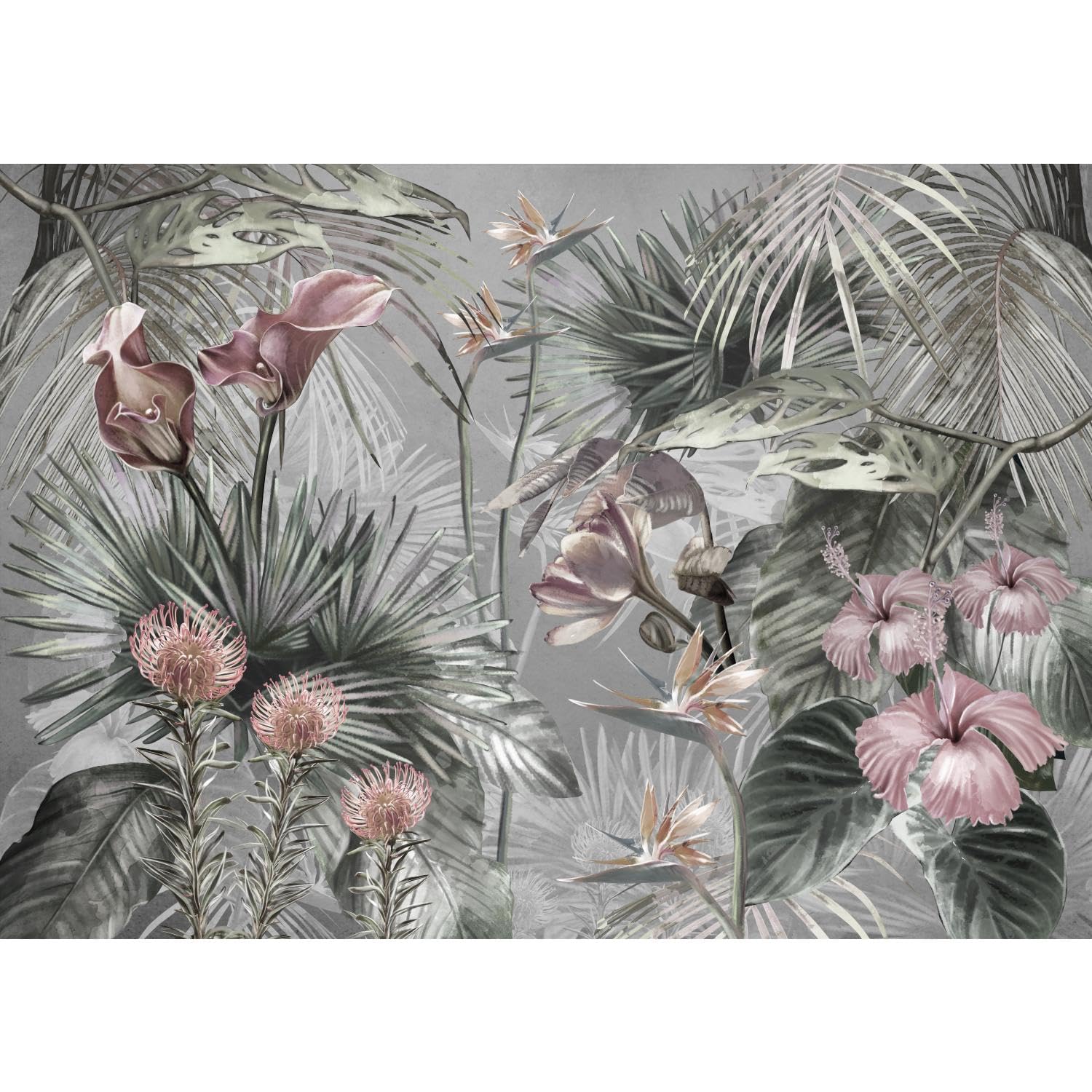 Runa Art Fototapete Blumen 352 x 250 cm Vlies Tapeten XXL Moderne Wandtapete Wohnzimmer Schlafzimmer Grün Rosa 9561011c