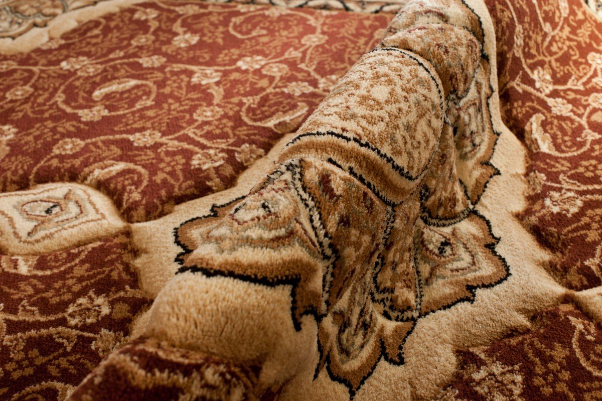 TAPISO YESEMEK dywan klasyczny z krótkim włosiem, orientalny dywan kwiatowy, wzór w stylu "Ziegler", bordiura w kolorze brązowym, beżowym, barokowym wzornictwie, do salonu, ÖKOTEX 180 x 260 cm