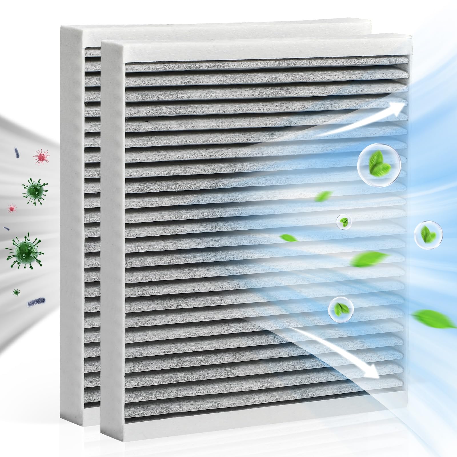 Azonee 2 Pack Cabin Air Filter, Replacement for CP966 CF11966 Cabin Air Filter includes Activated Carbon Replacement for Buick Cadillac Chevrolet GMC Air Conditioner Filter