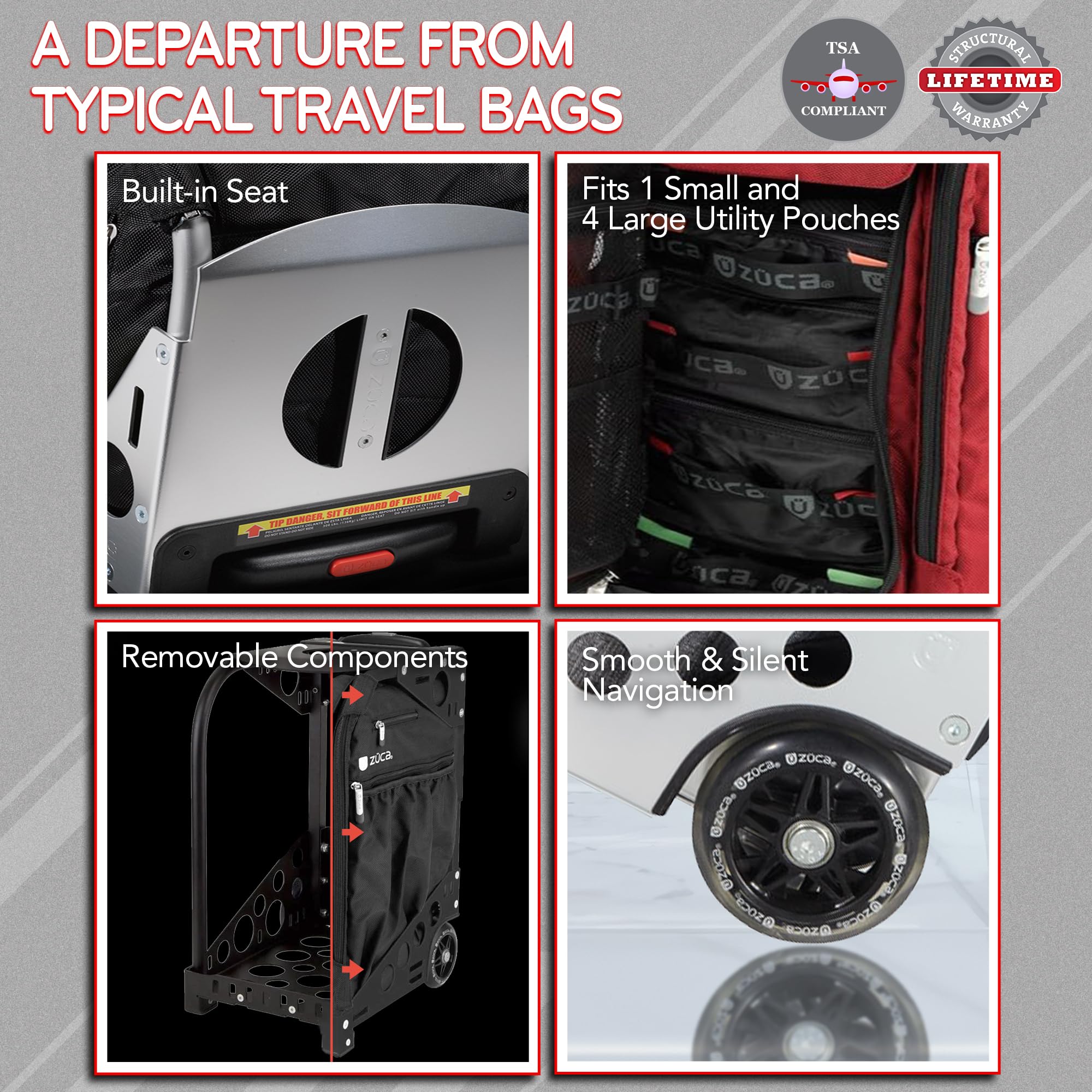 ZUCA Stealth Insert Bag and Yellow Frame with Flashing Wheels