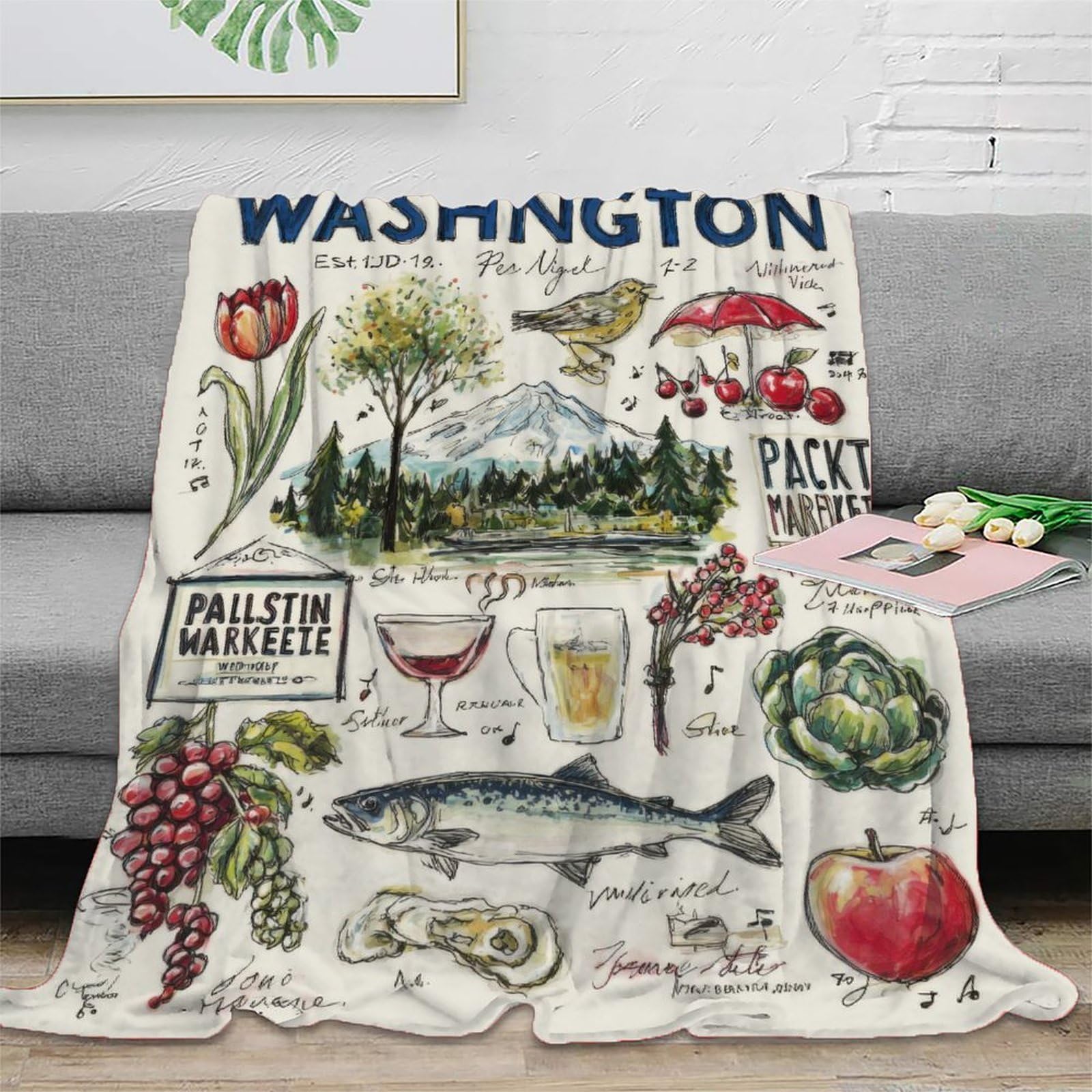 Plaid Washington aquarelle 150x200cm : le cadeau d'emménagement idéal pour de nouveaux propriétaires
