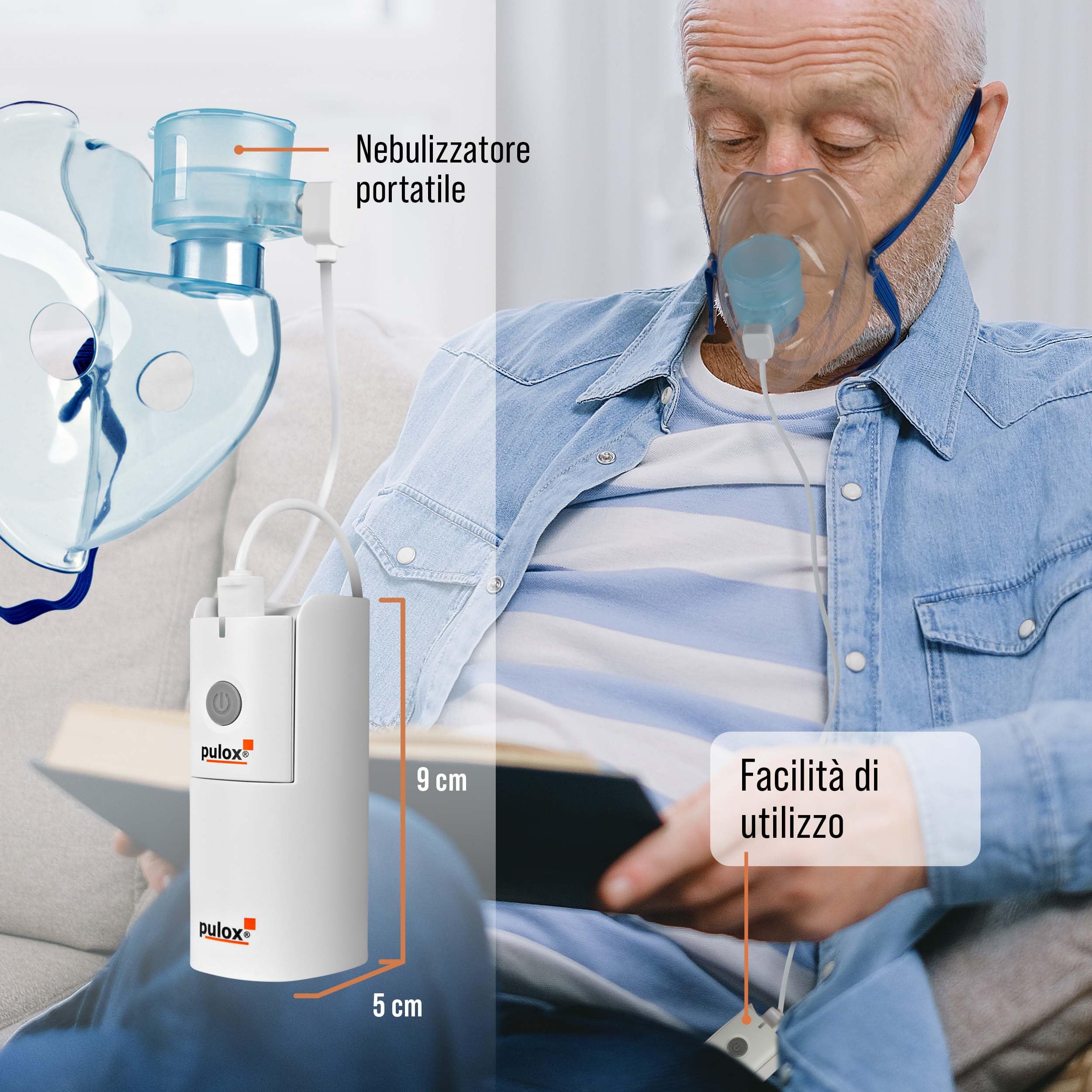 Pulox IN-200 Vapo Aerosol Portatile - Inalatore elettrico portatile - Nebulizzatore silenzioso con set di accessori per bambini e adulti con raffreddore
