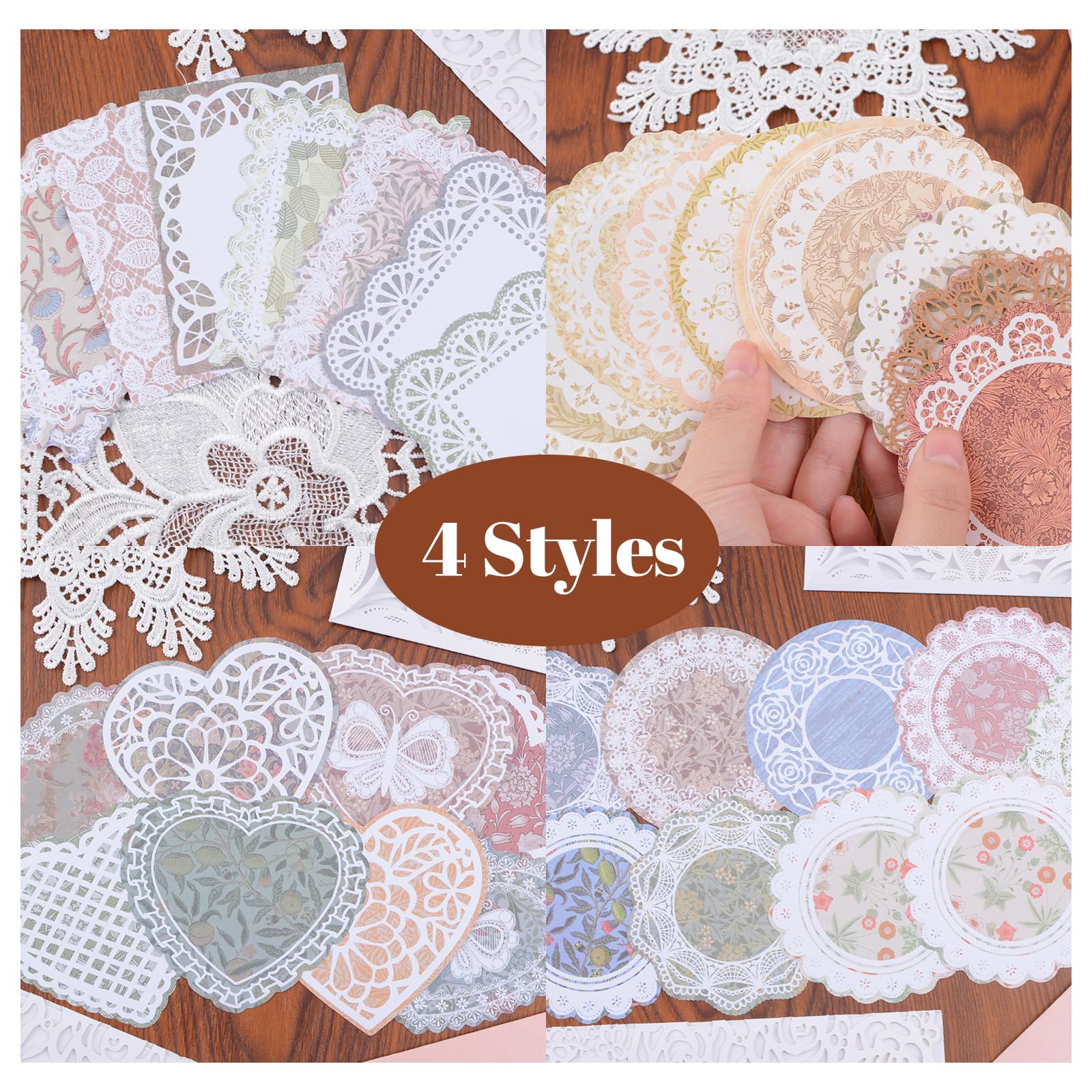 40 Fogli Di Carta Vintage Con Cornici In Pizzo Per Scrapbooking E Diari