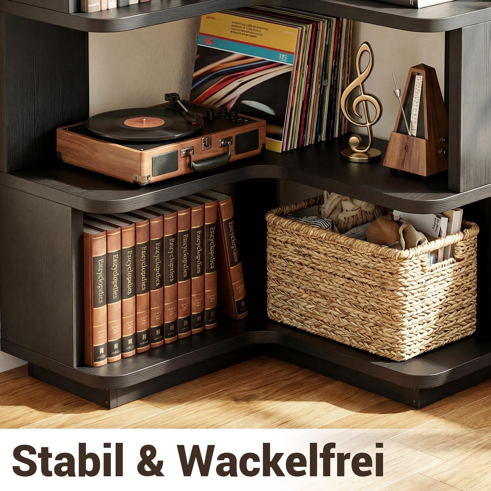 iSunirm Eckregal mit 5 Ebenen, L-Form Bücherregal für Ecken, Modernes Standregal Aktenregal für Wohnzimmer, Schlafzimmer & Büro, Holzregal Platzsparend, 60x60x162 cm, Schwarz
