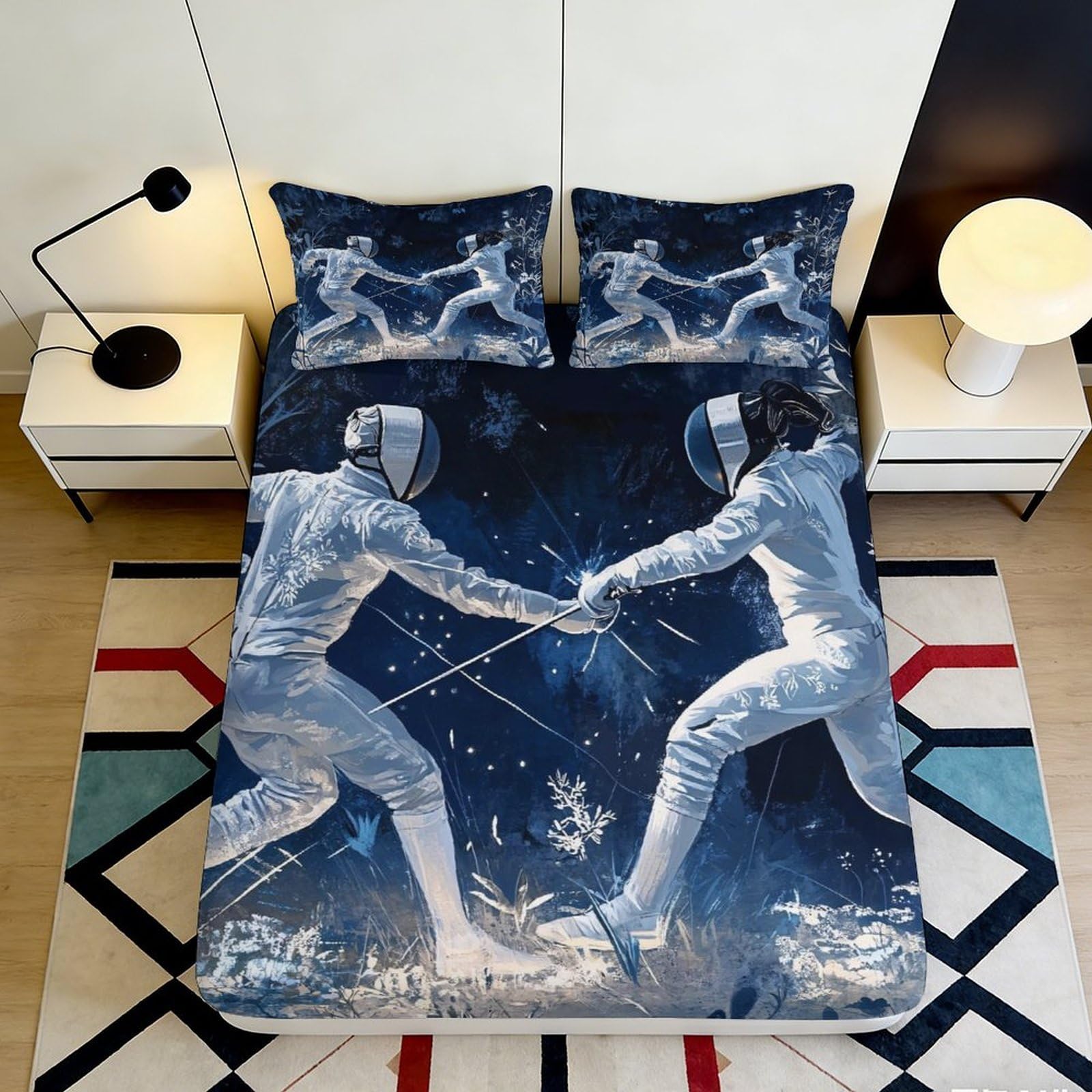 3D Printed Ocean Theme Fitted Sheet Microfiber Deep Pocket Non-Slip Bedroom Bedding Sea Life Mattress Fitted Cover 90x200x25cm