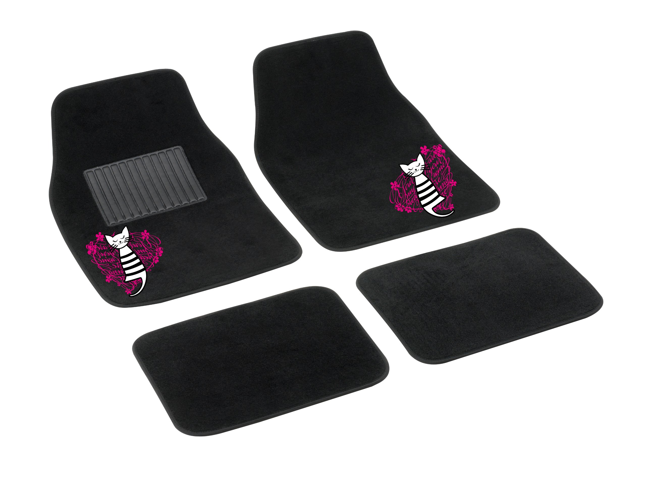 Bottari 29121 My Sweet Kitty with Pink Heart 4 Piece Black Door Mats